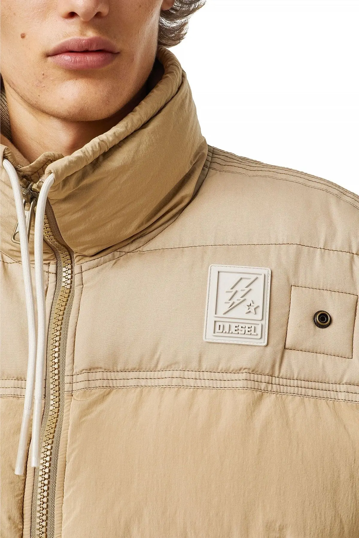 Brown Puffer jacket in brushed nylon