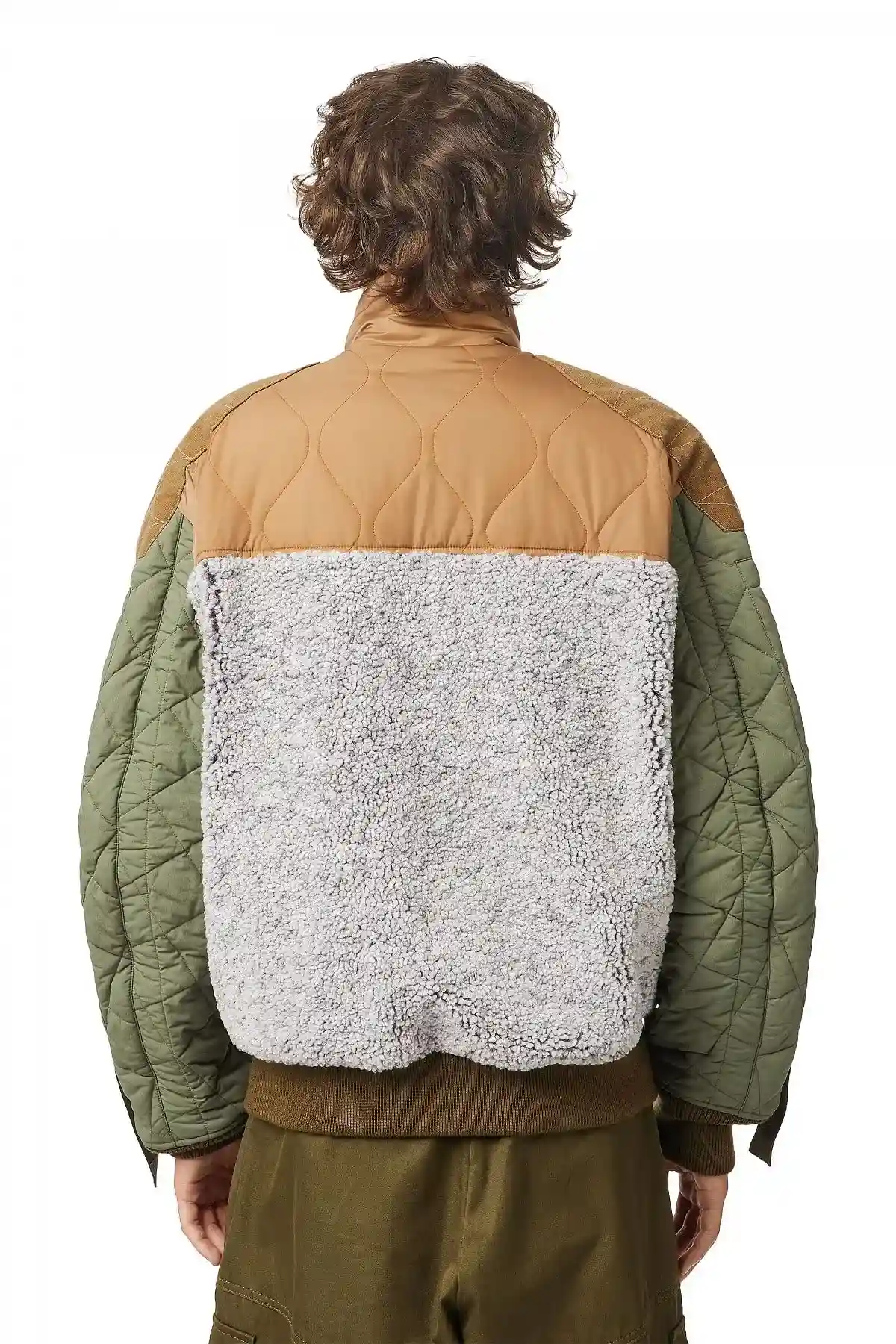 Green and Grey Panelled jacket in frosted fleece
