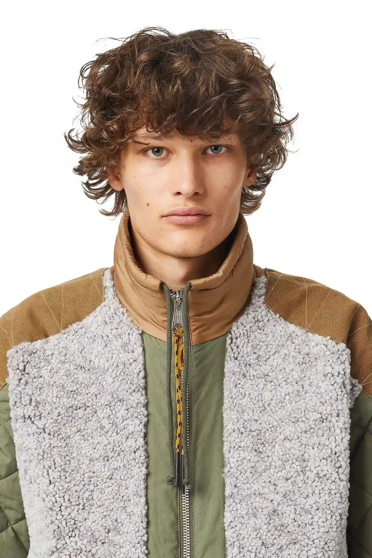 Green and Grey Panelled jacket in frosted fleece