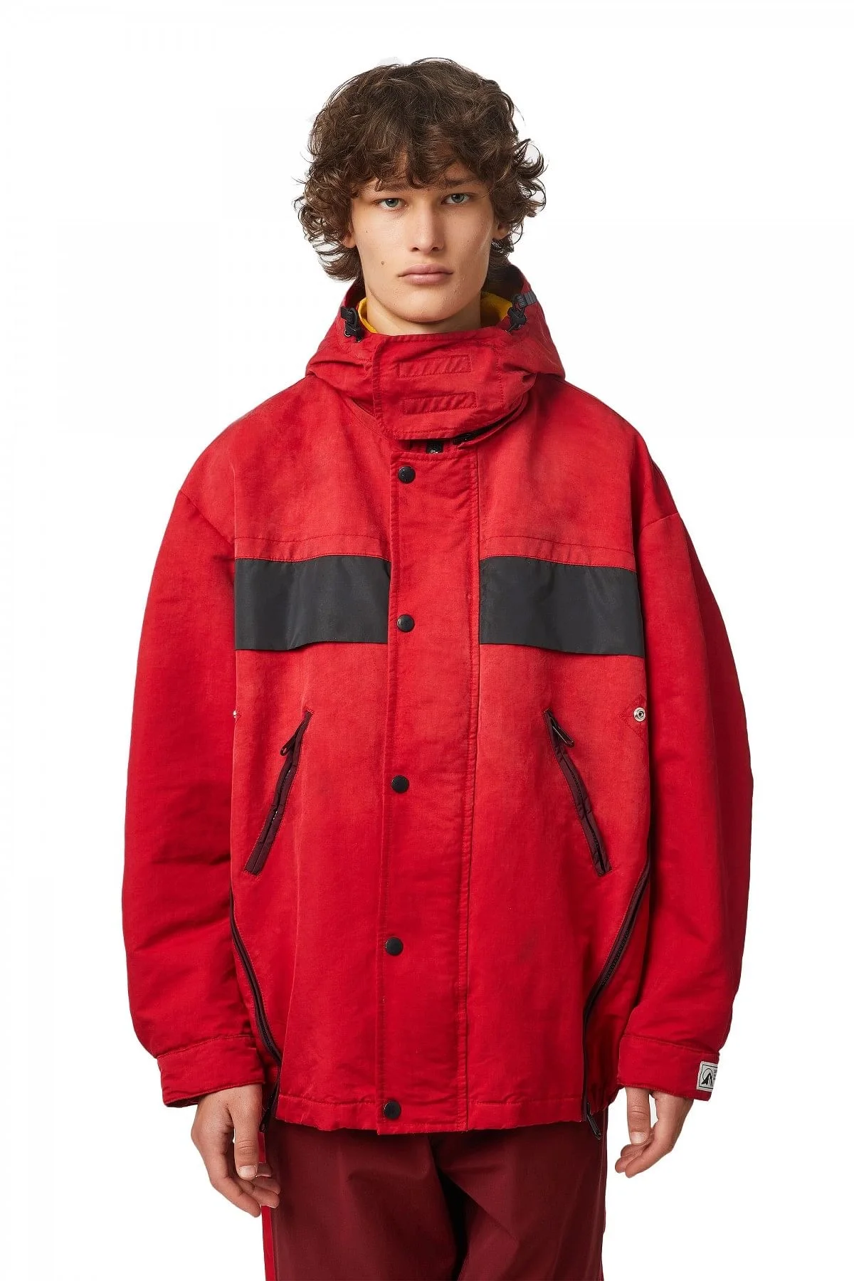 Red Jacket in compact cotton and microfibre