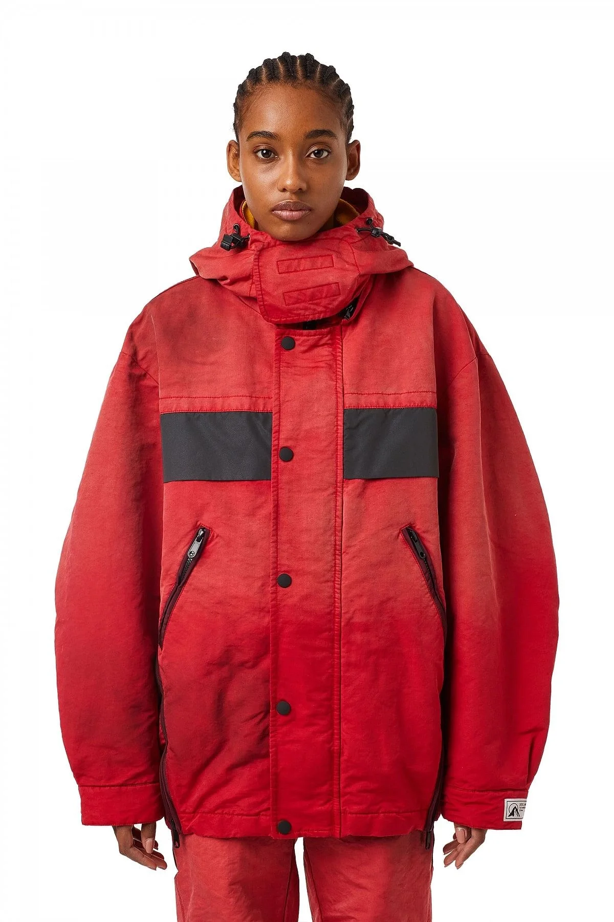 Red Jacket in compact cotton and microfibre