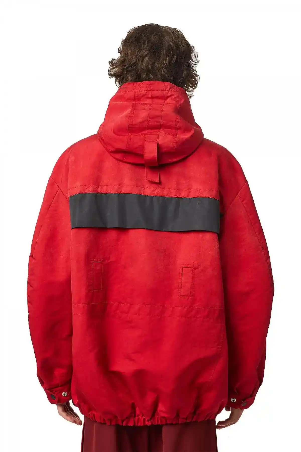 Red Jacket in compact cotton and microfibre