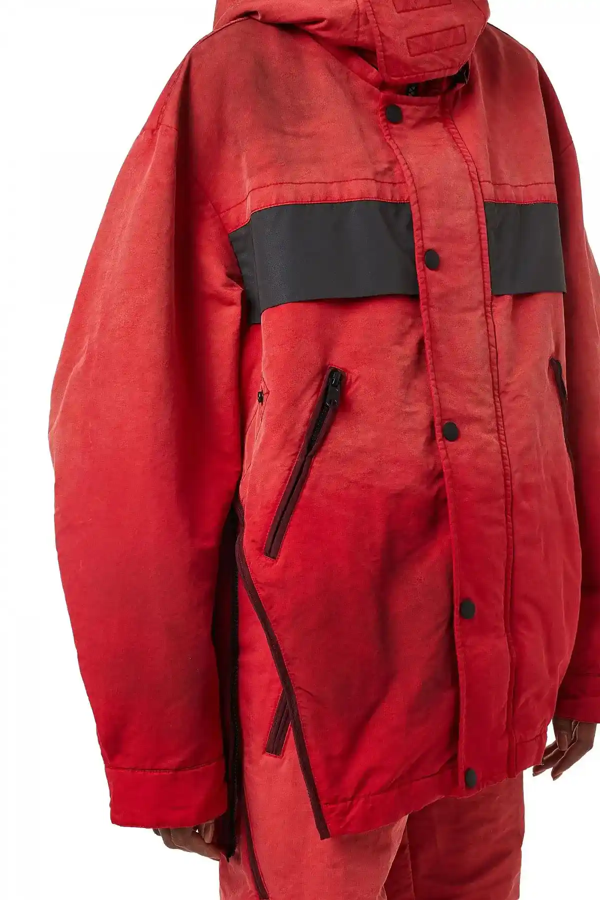Red Jacket in compact cotton and microfibre