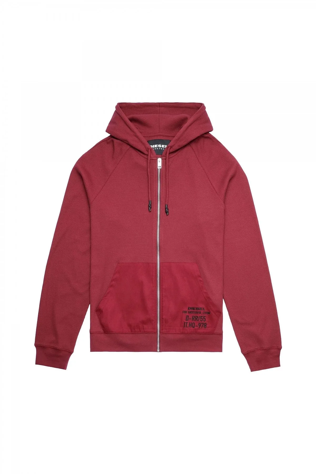 Red Zip-up hoodie in waffle knit