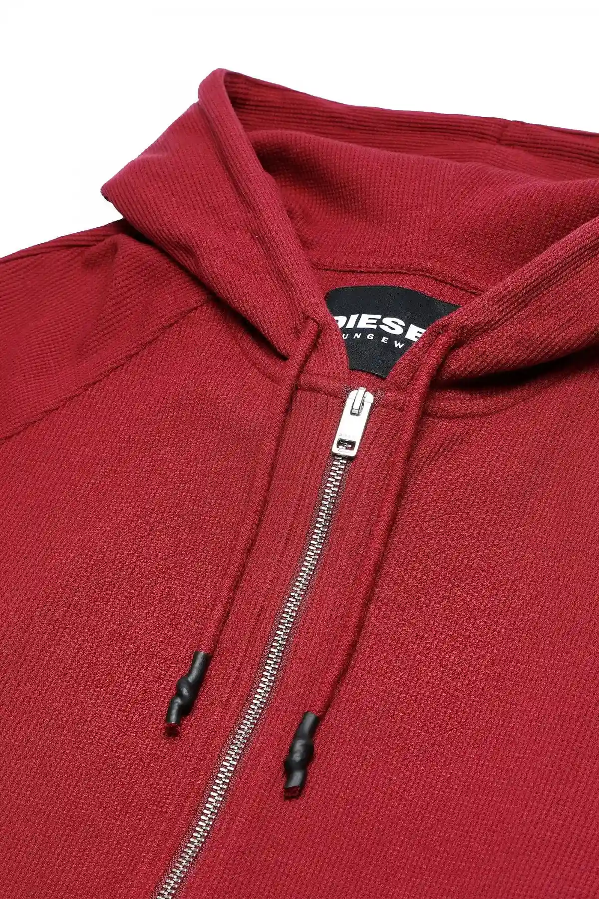 Red Zip-up hoodie in waffle knit