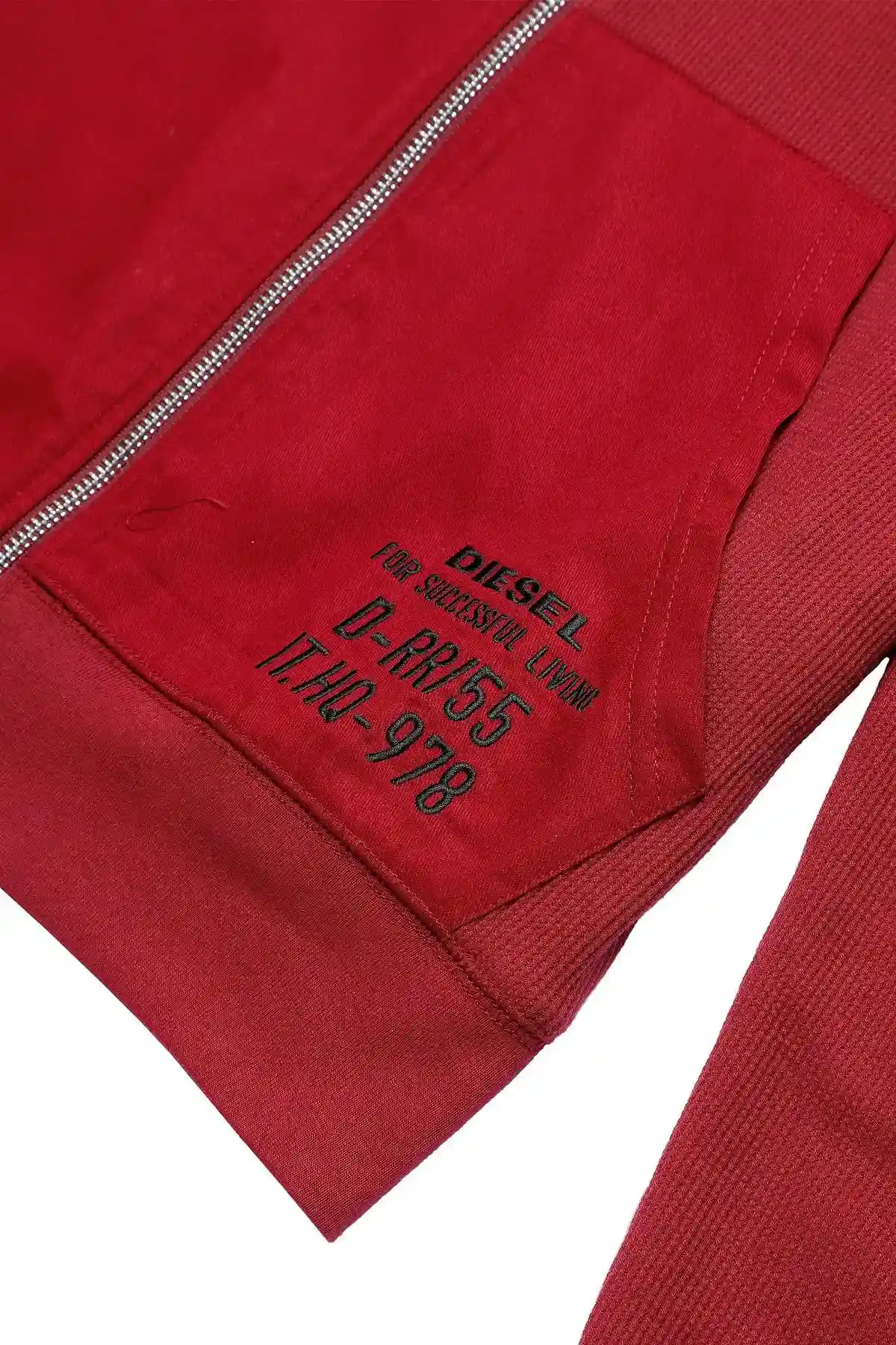 Red Zip-up hoodie in waffle knit