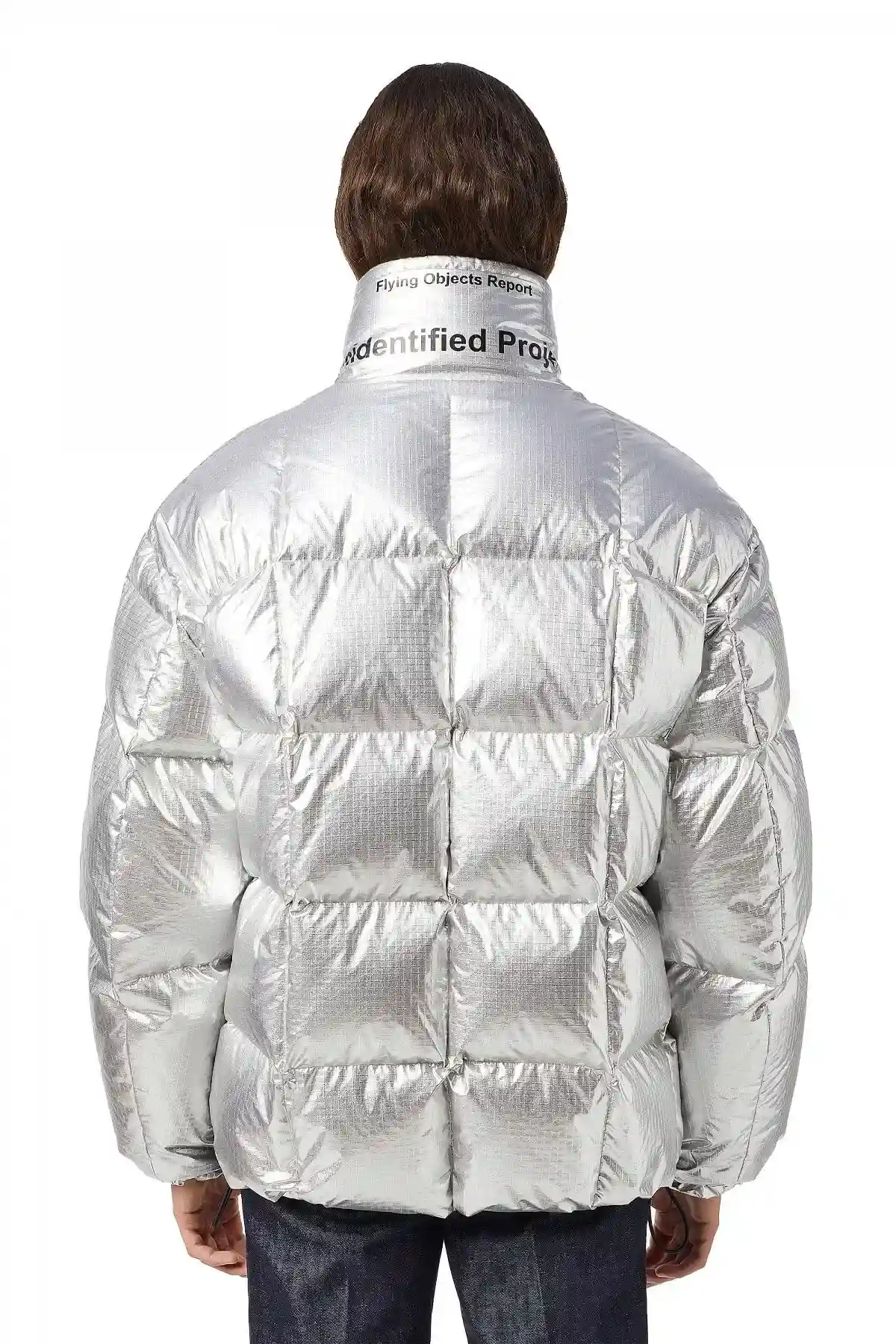 Silver Down jacket in metallic ripstop