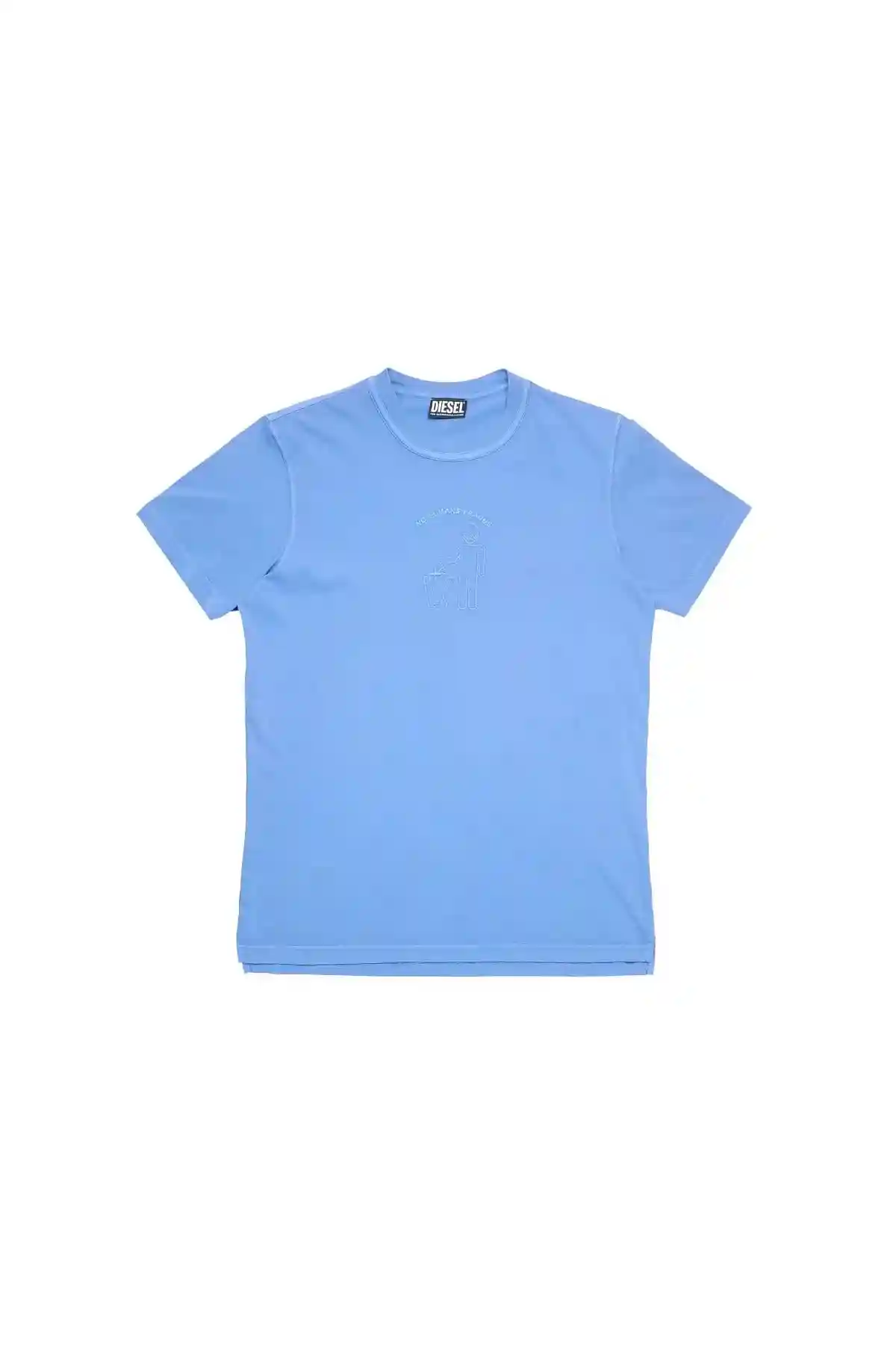 Blue T-shirt with alien embroidery