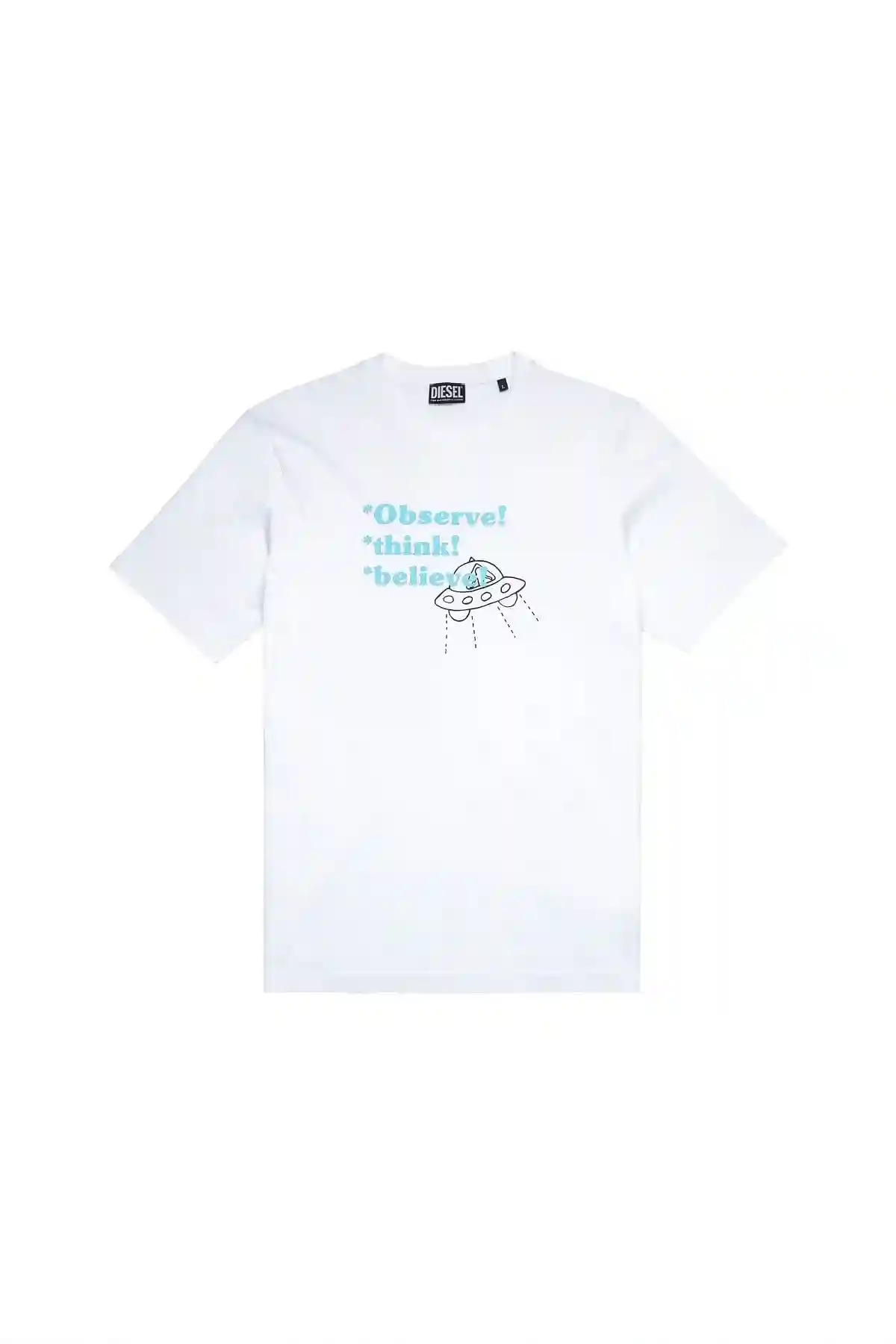 White Green Label T-shirt wit spaceship print