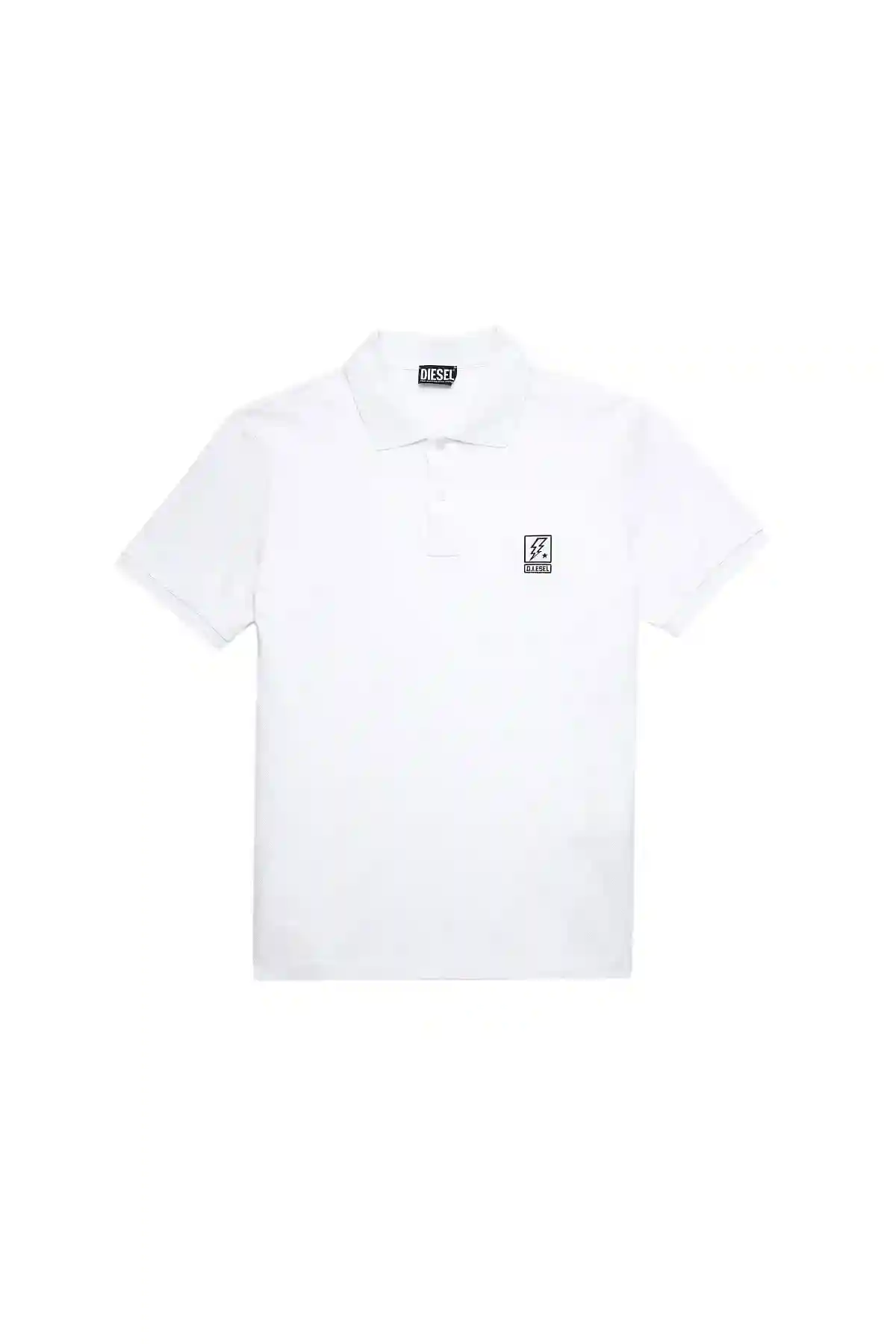 White Polo shirt with lightning bolt logo