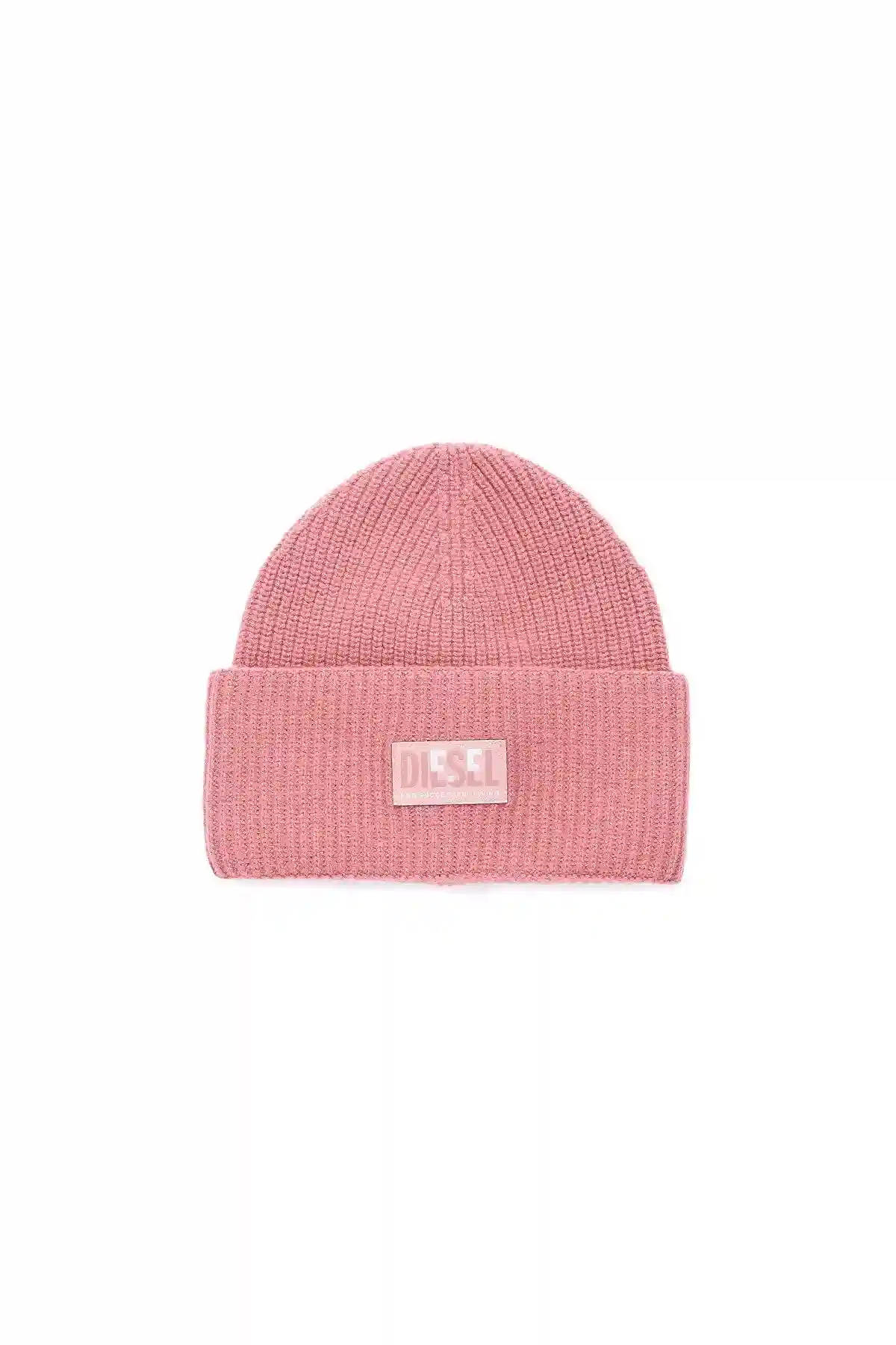 Pink Ribbed wool beanie