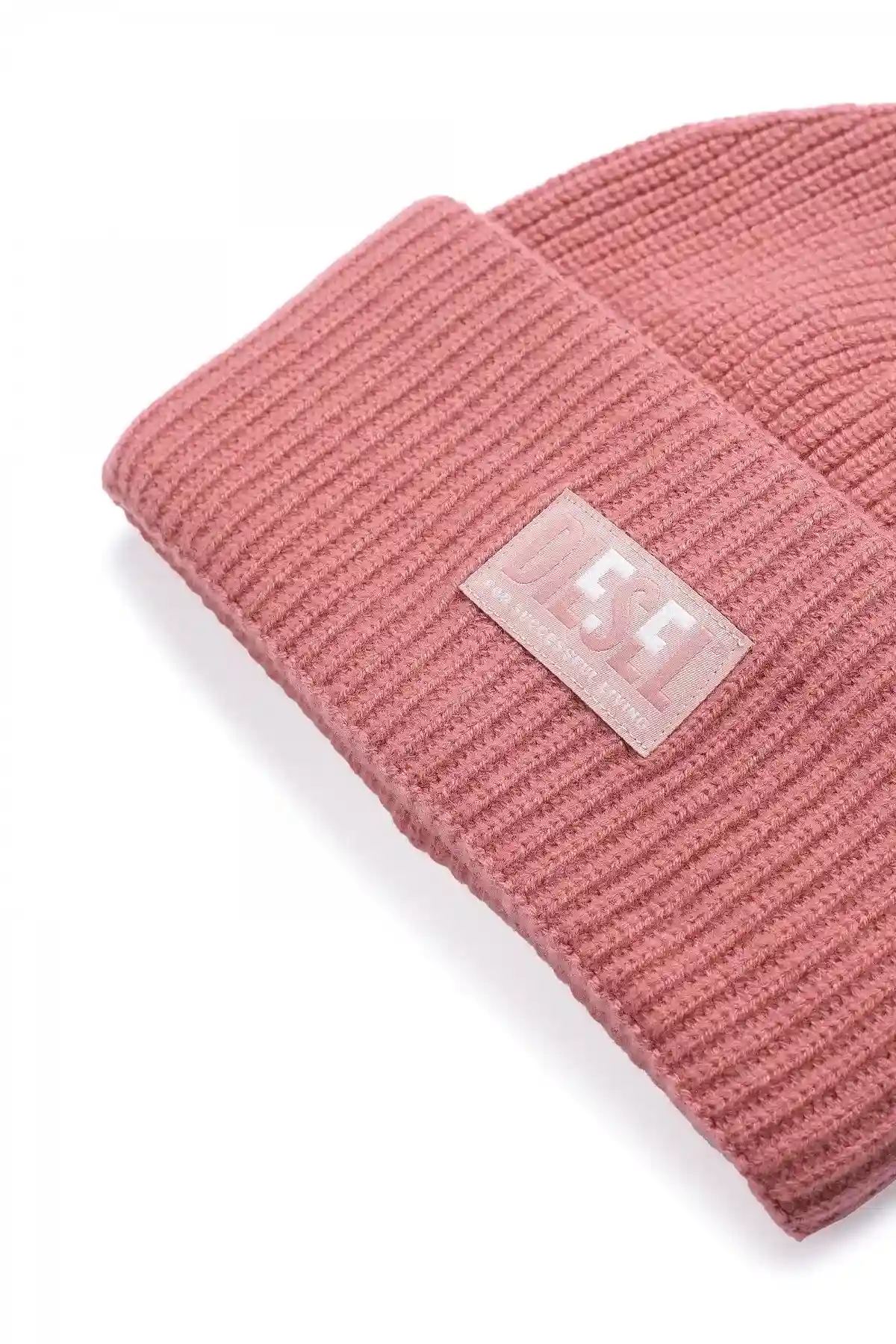 Pink Ribbed wool beanie