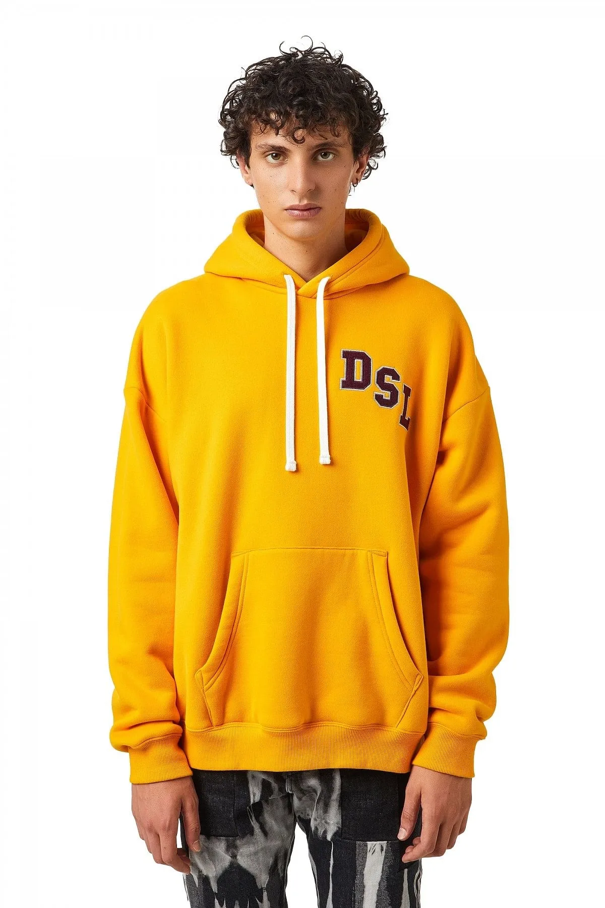 Yellow Hoodie with varsity felt patches