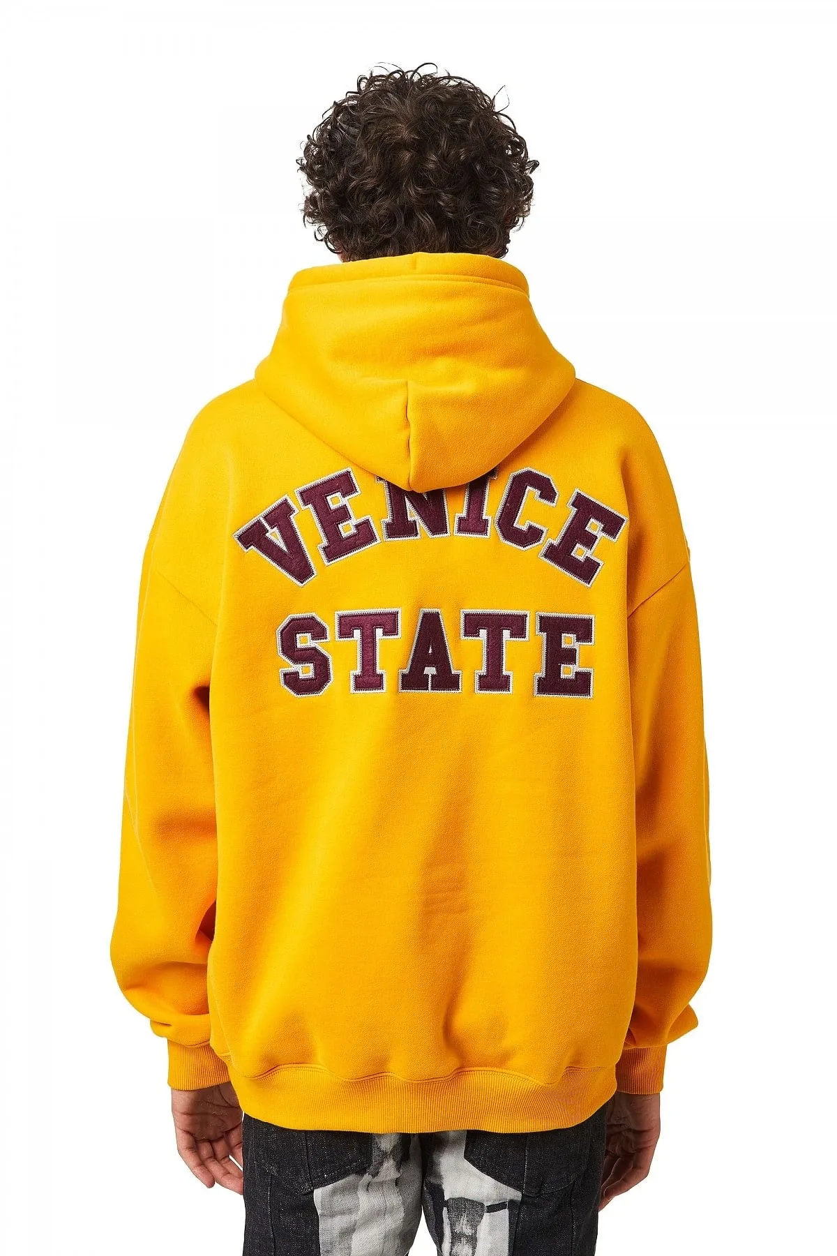 Yellow Hoodie with varsity felt patches