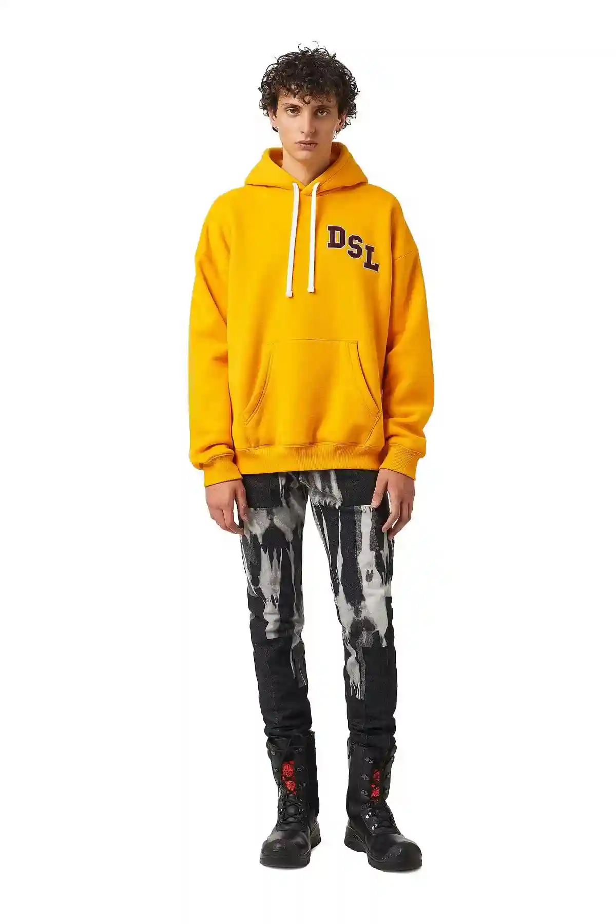 Yellow Hoodie with varsity felt patches