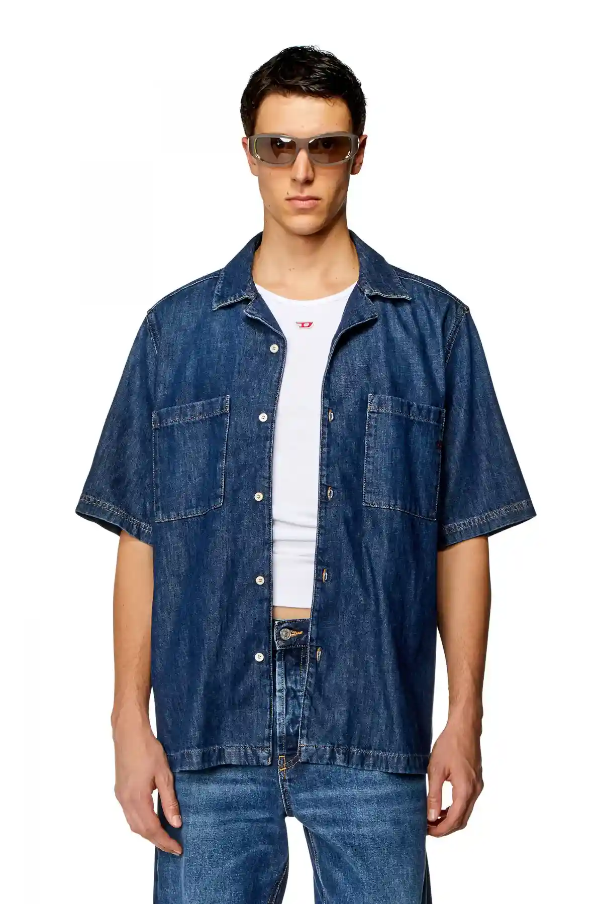 Dark Blue Bowling shirt in denim