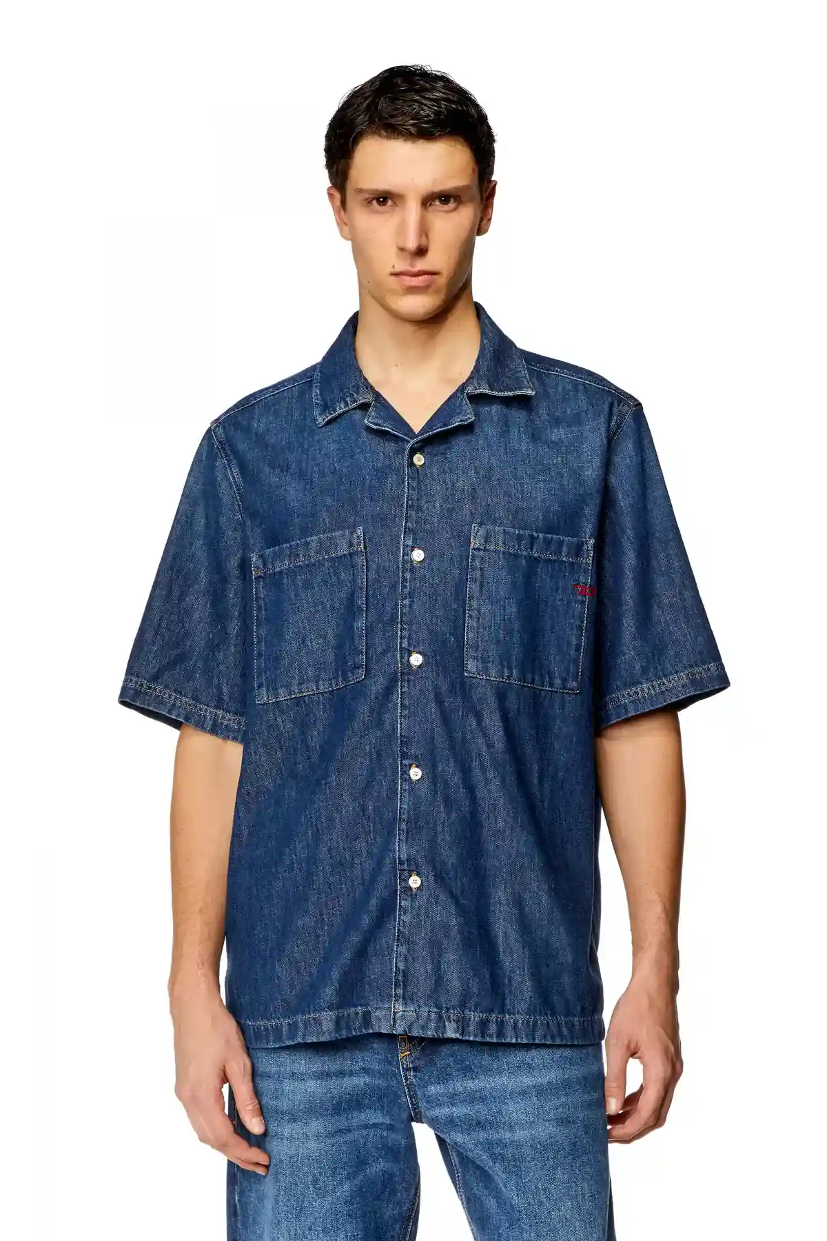 Dark Blue Bowling shirt in denim