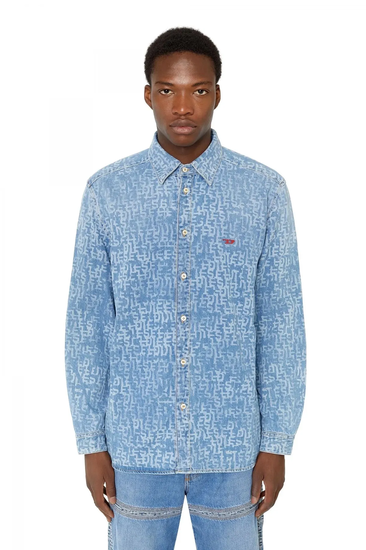 Blue Shirt in monogram-lasered denim