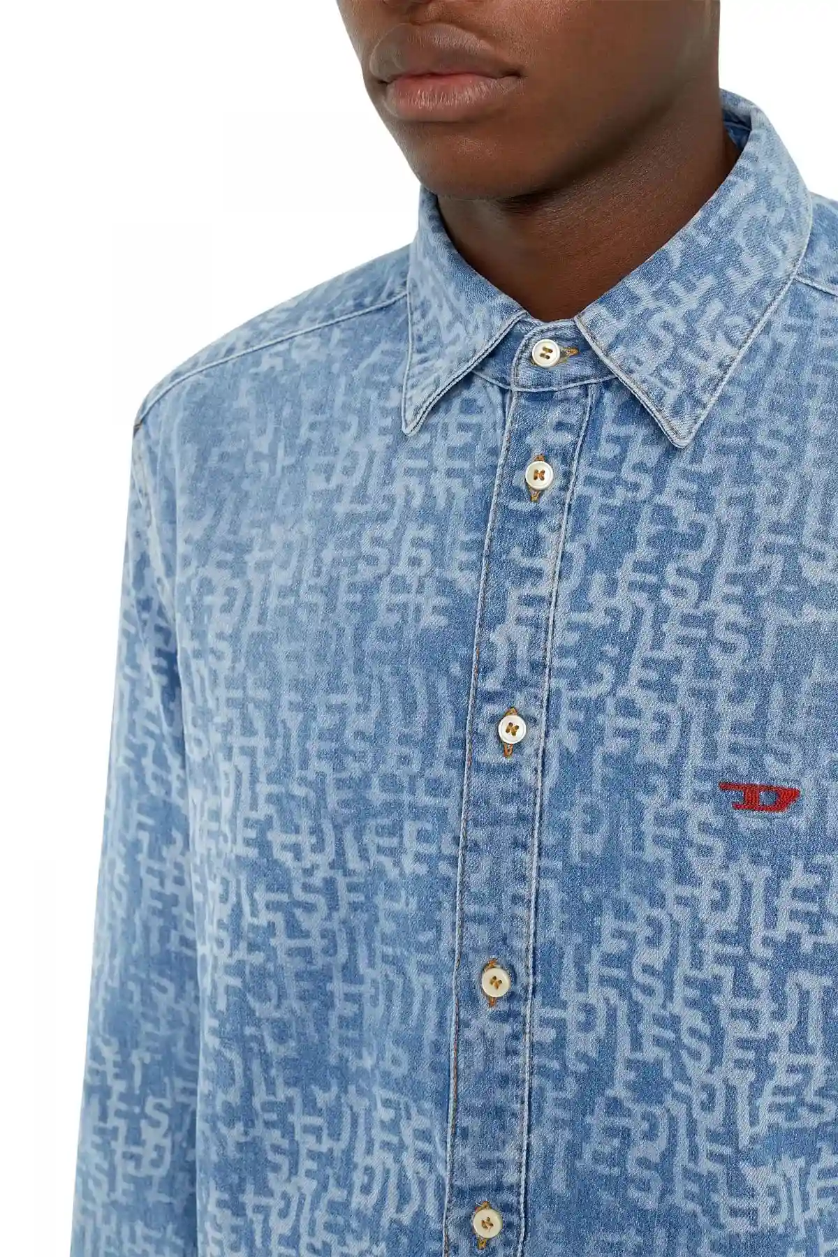 Blue Shirt in monogram-lasered denim
