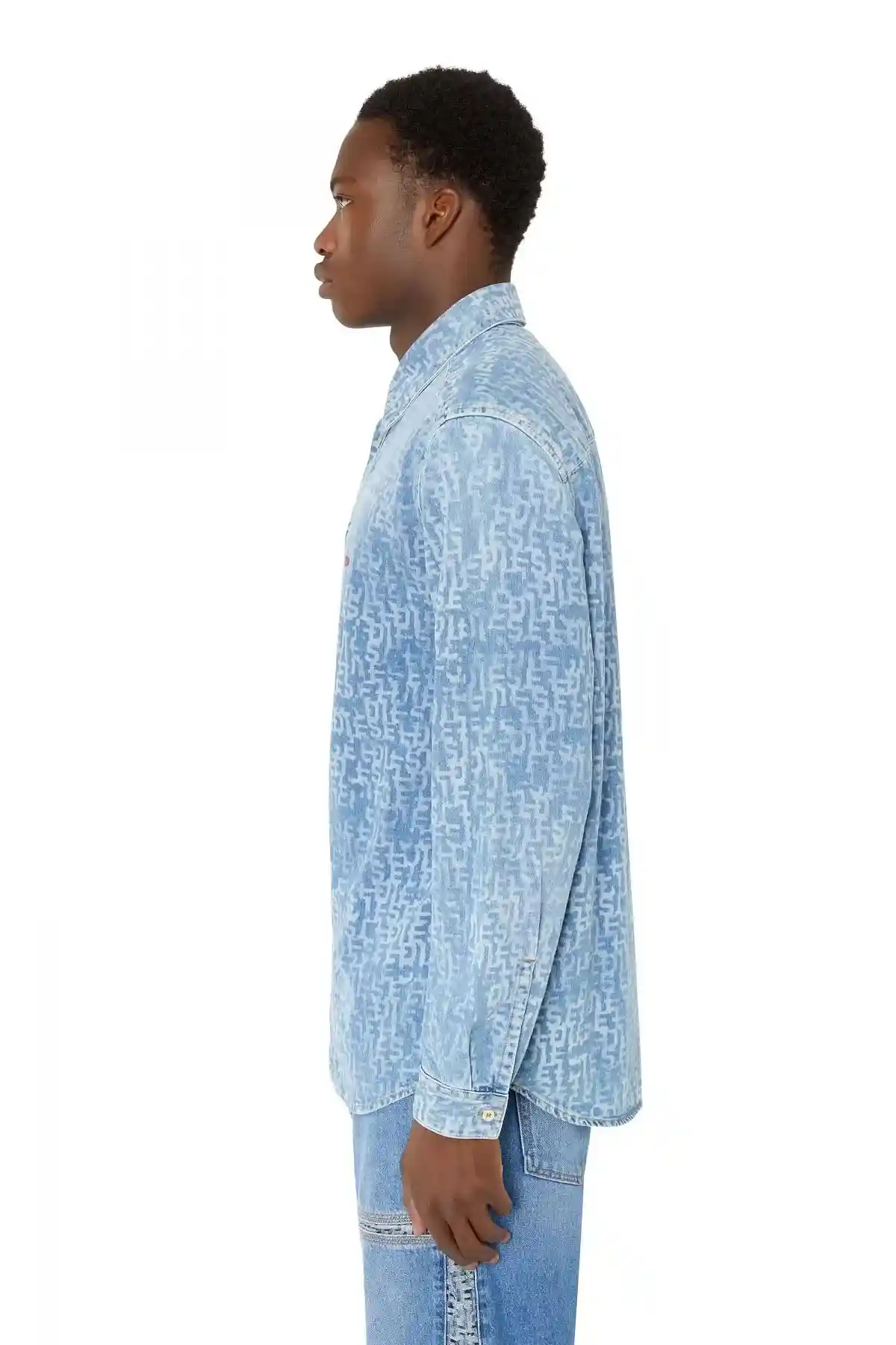 Blue Shirt in monogram-lasered denim