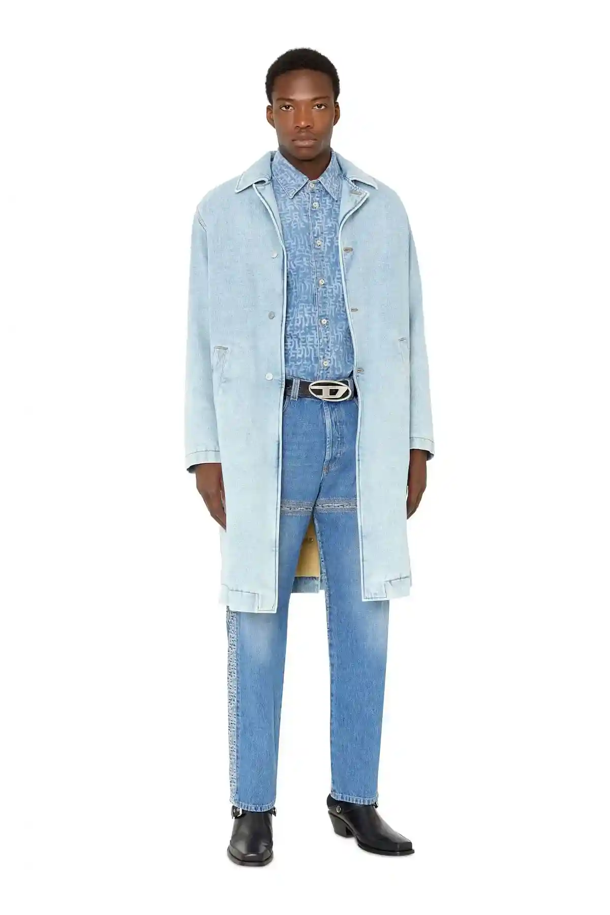 Blue Shirt in monogram-lasered denim