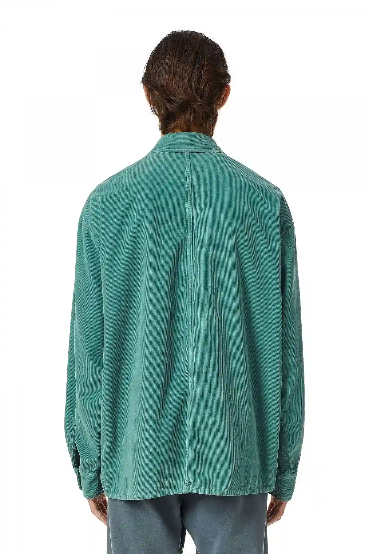 Green Military jacket in stonewashed corduroy