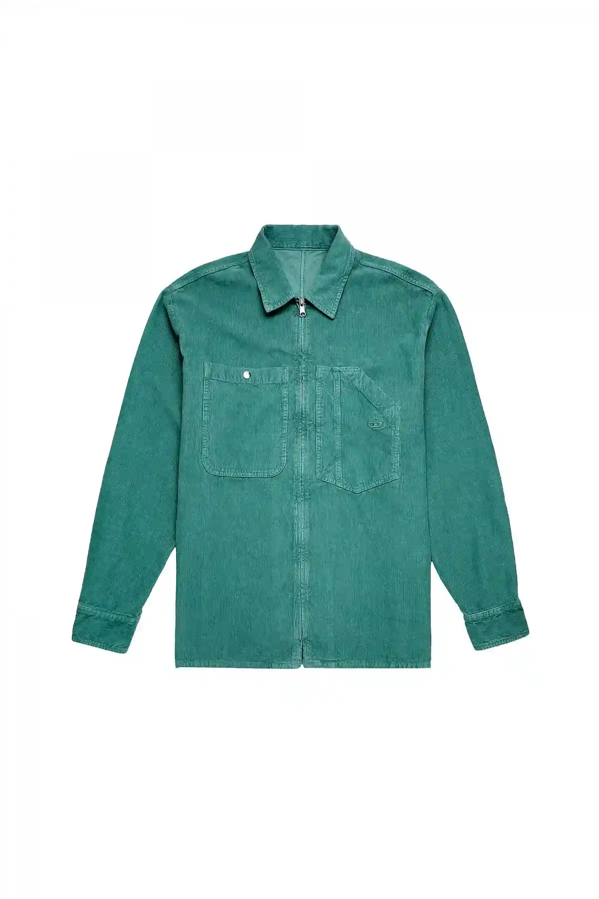 Green Military jacket in stonewashed corduroy