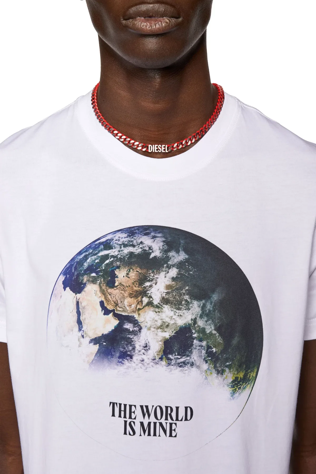 White T-shirt with digital globe print