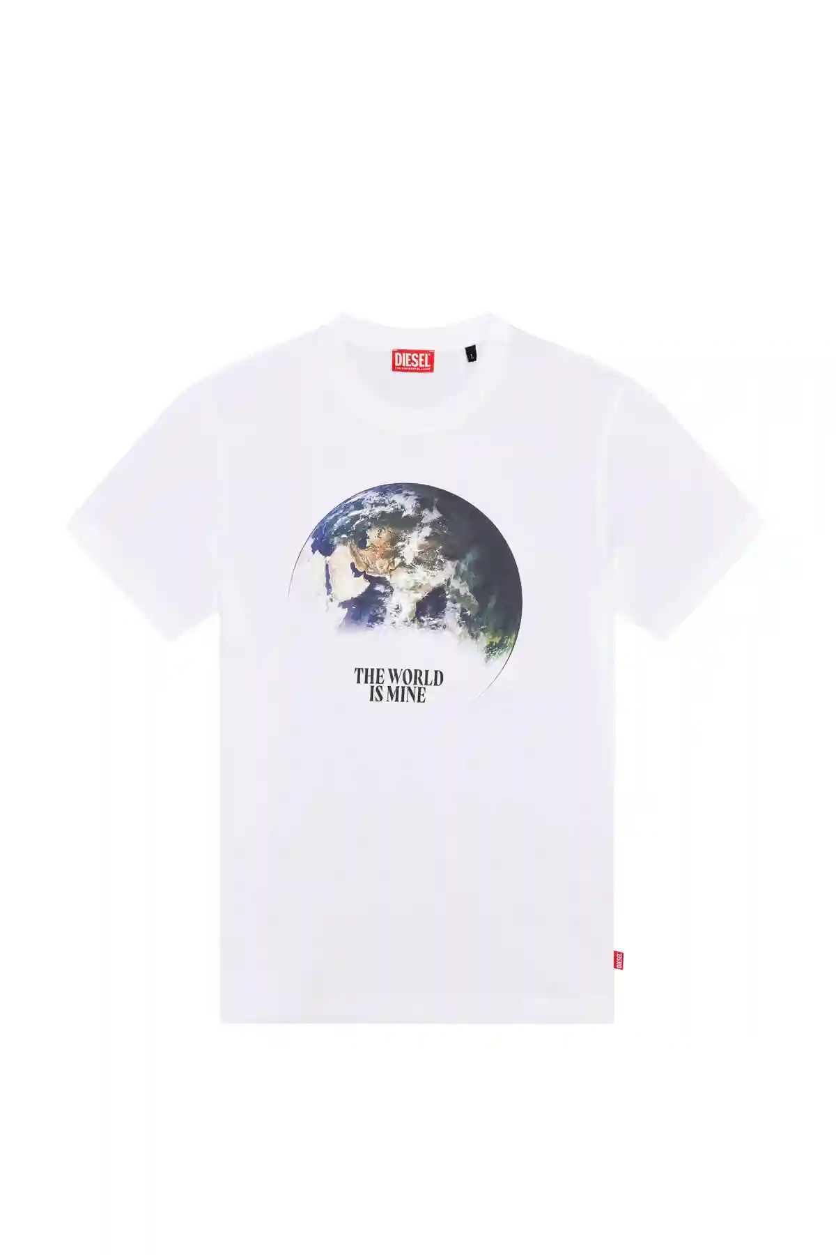 White T-shirt with digital globe print