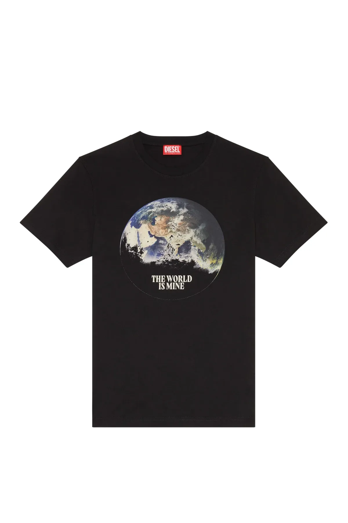 Black T-shirt with digital globe print