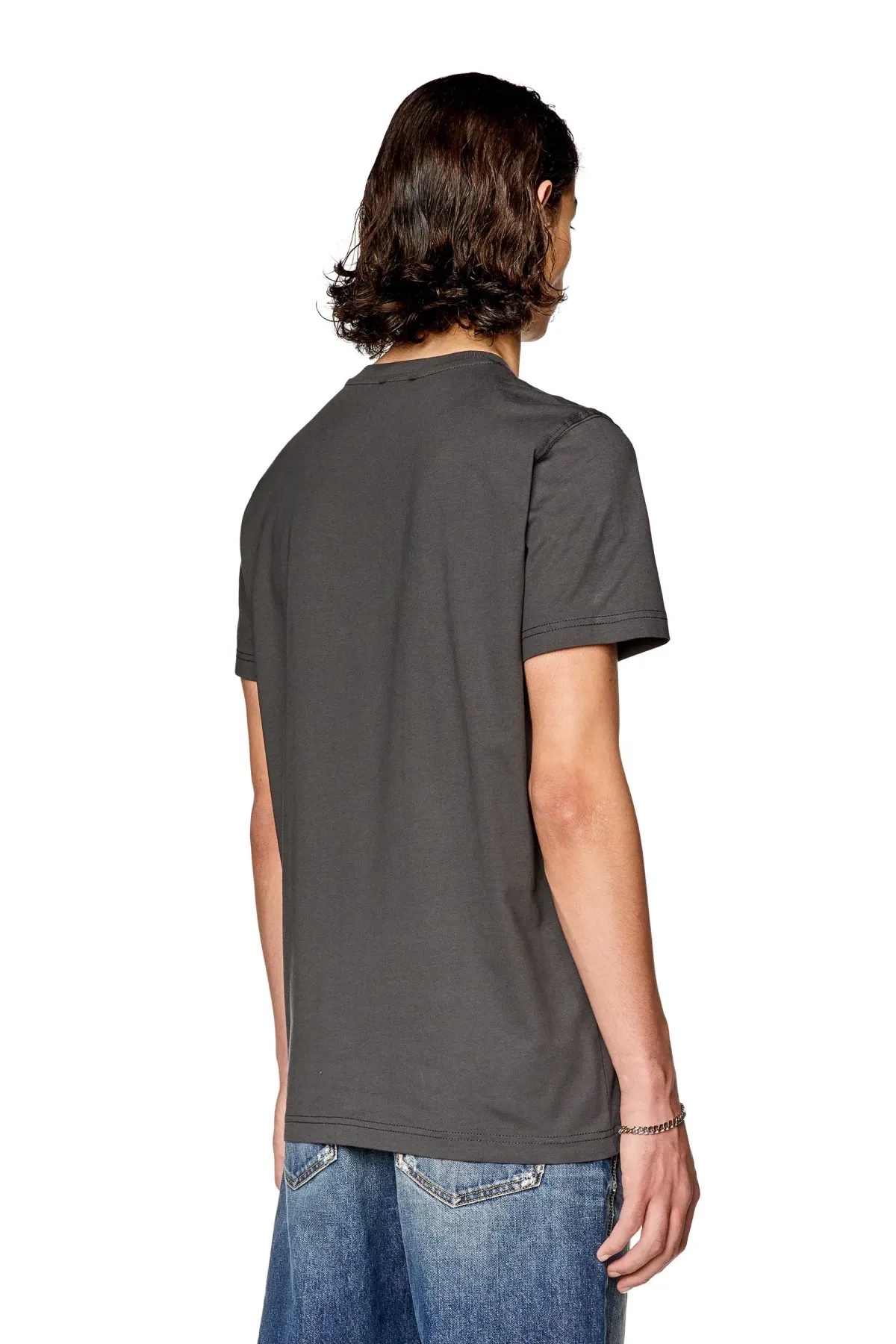 Grey T-shirt with smudged logo print