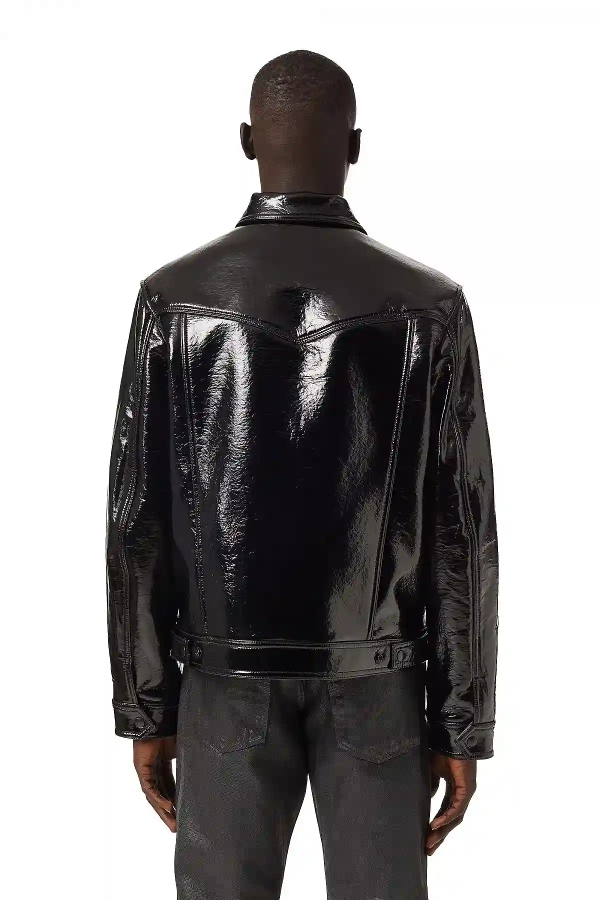 Black Vinyl-effect trucker jacket