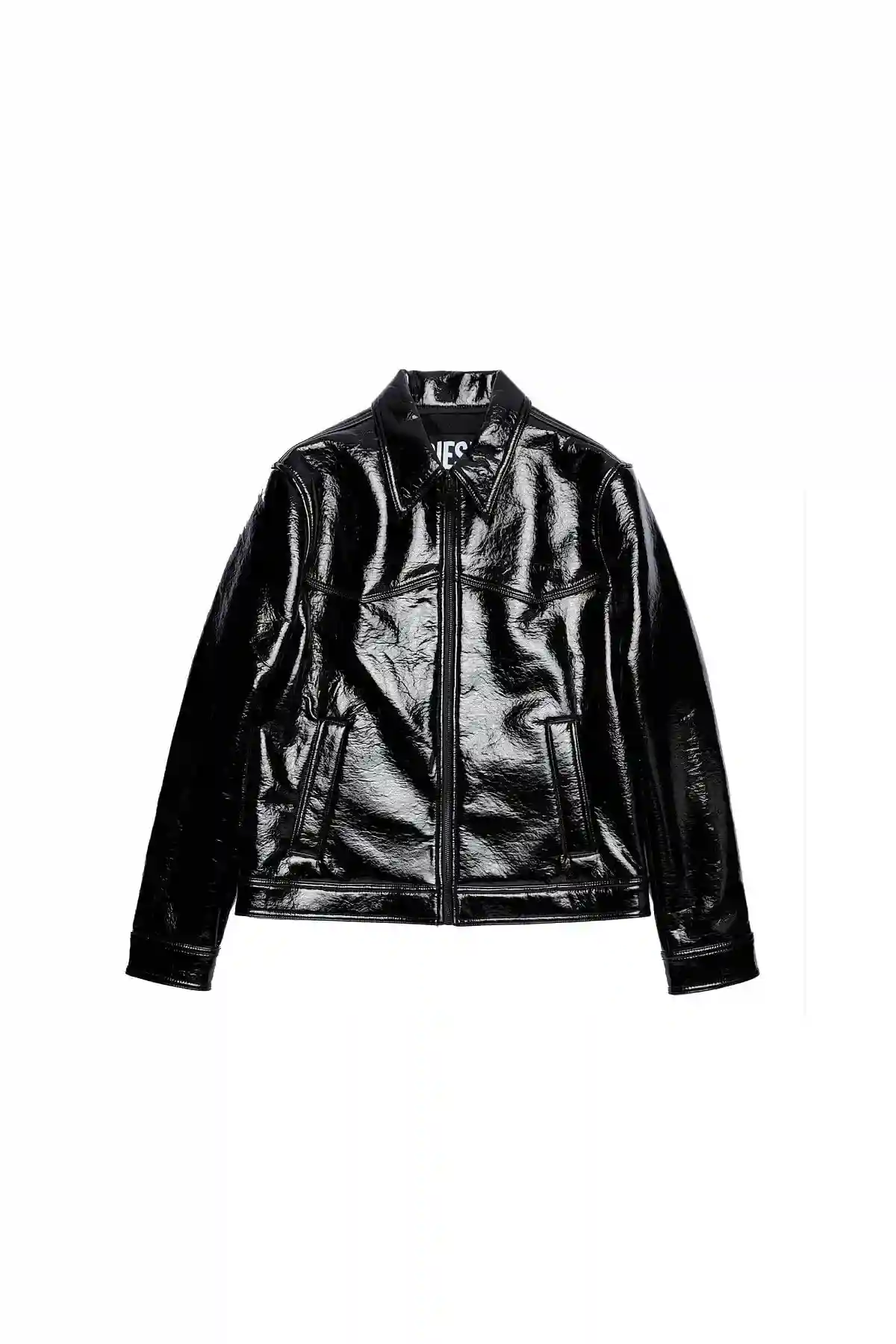 Black Vinyl-effect trucker jacket
