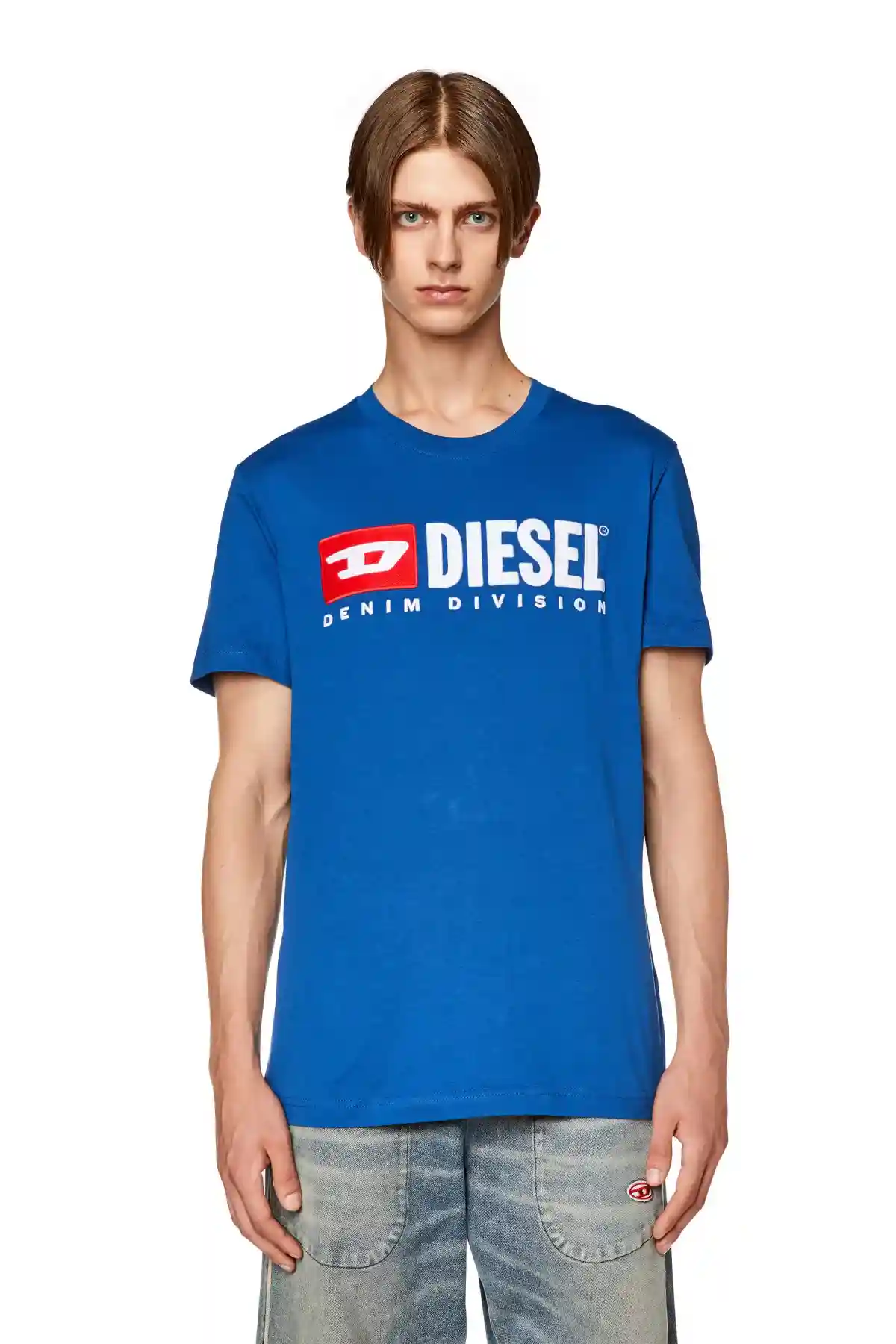 Blue T-shirt with embroidered logo
