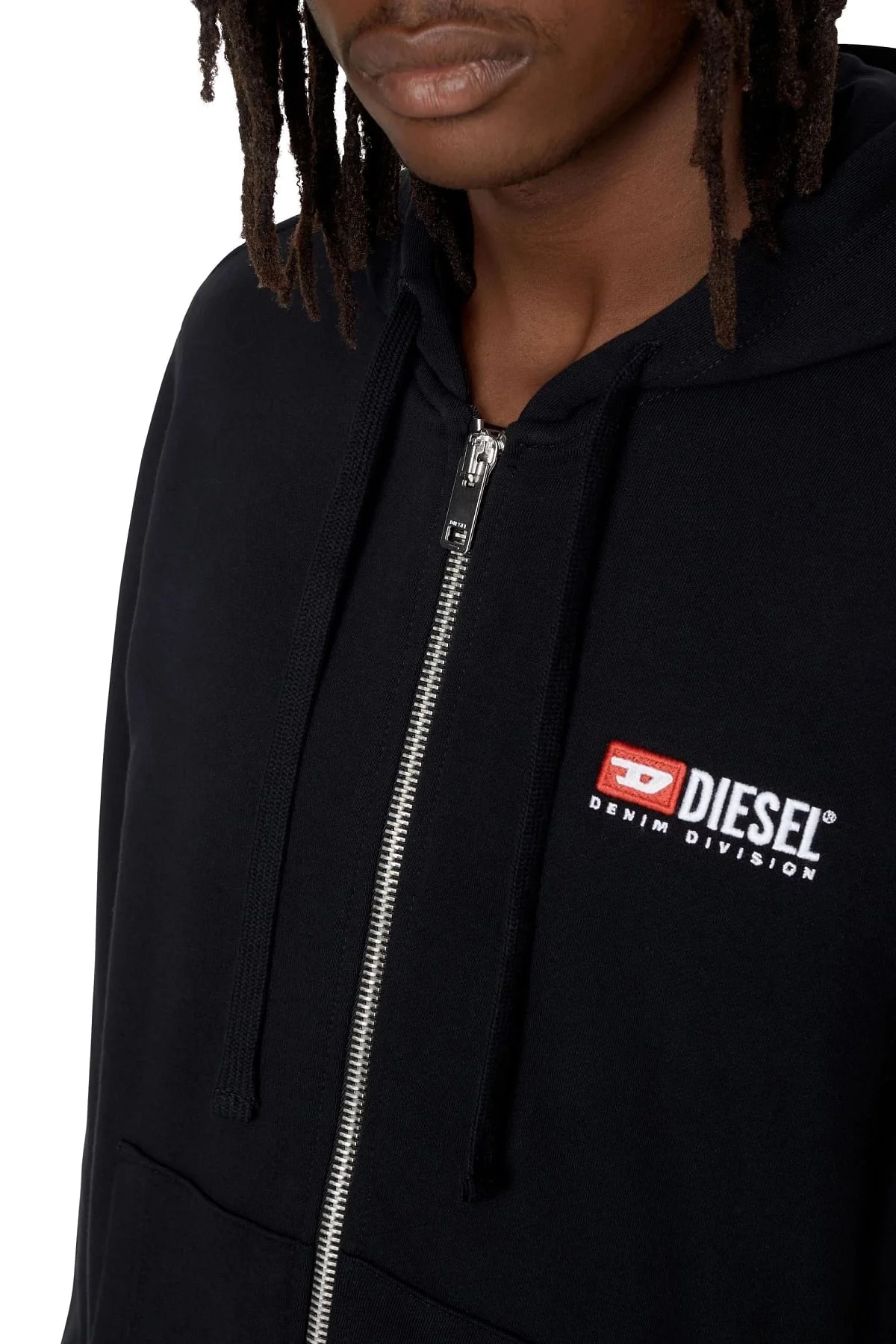 Black Denim Division zip-up hoodie