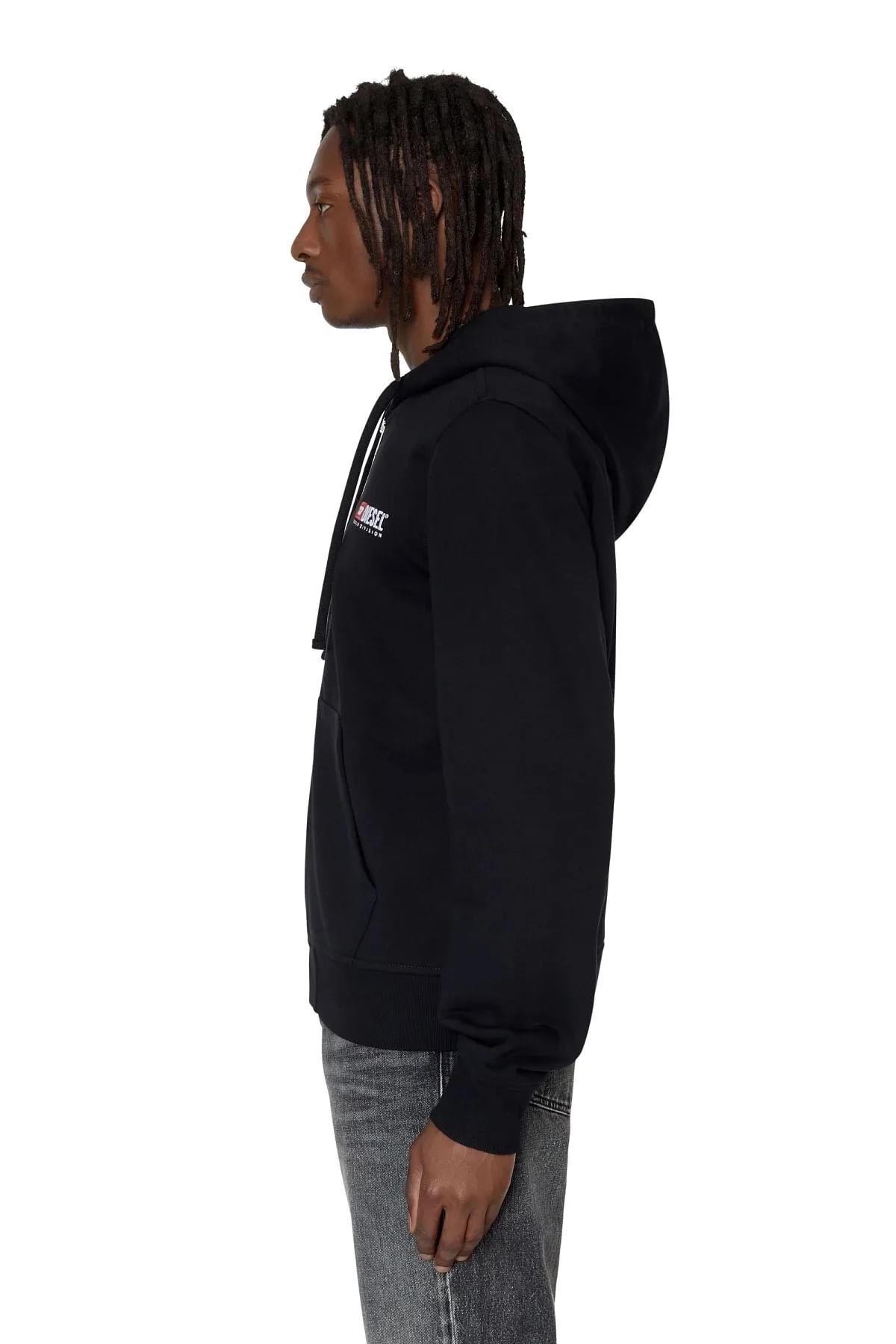 Black Denim Division zip-up hoodie
