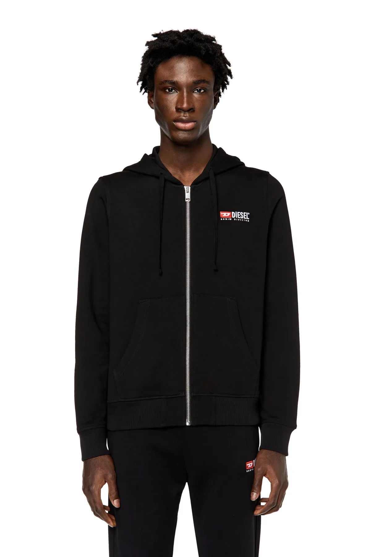 Black Zip-up hoodie with logo embroidery