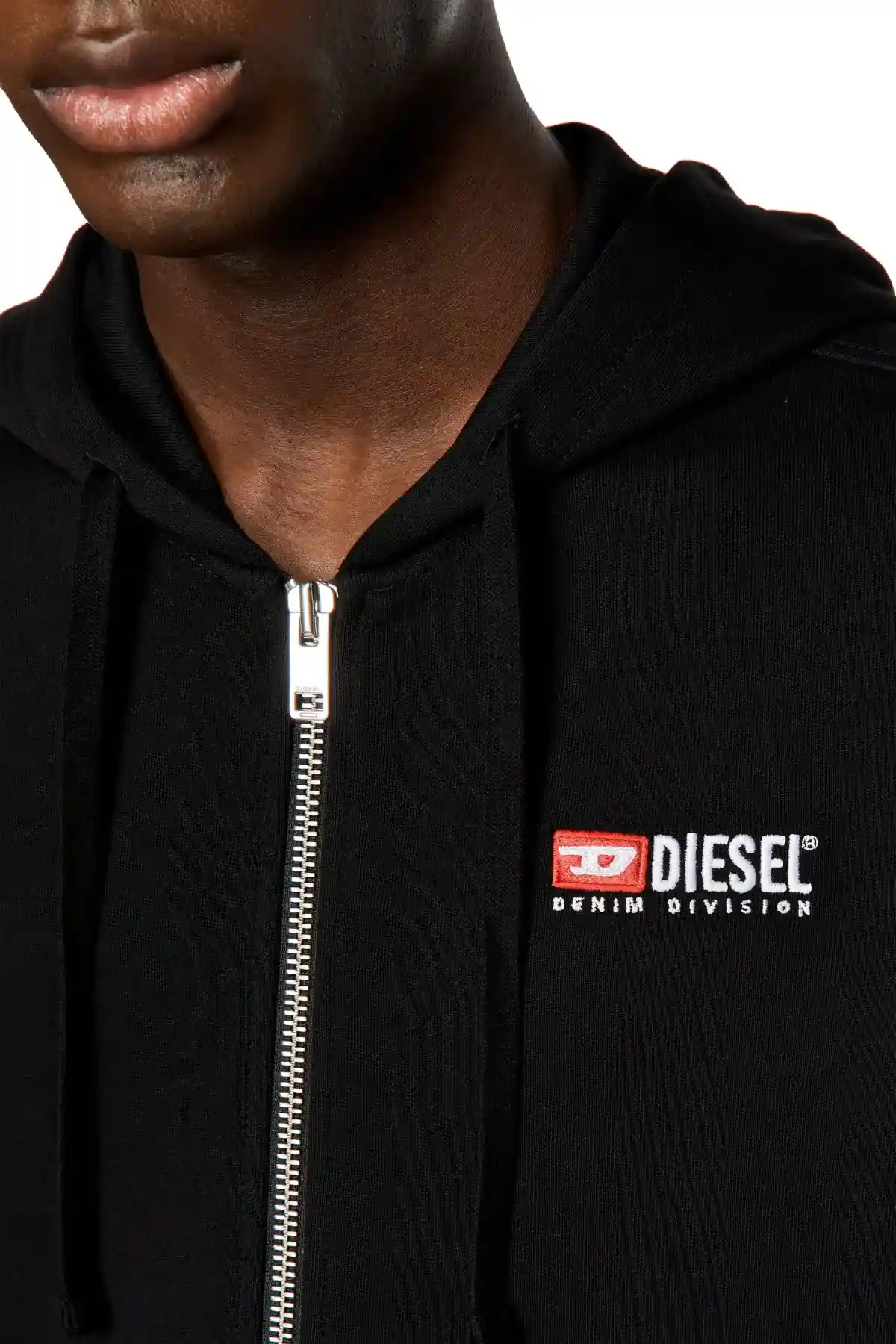 Black Zip-up hoodie with logo embroidery