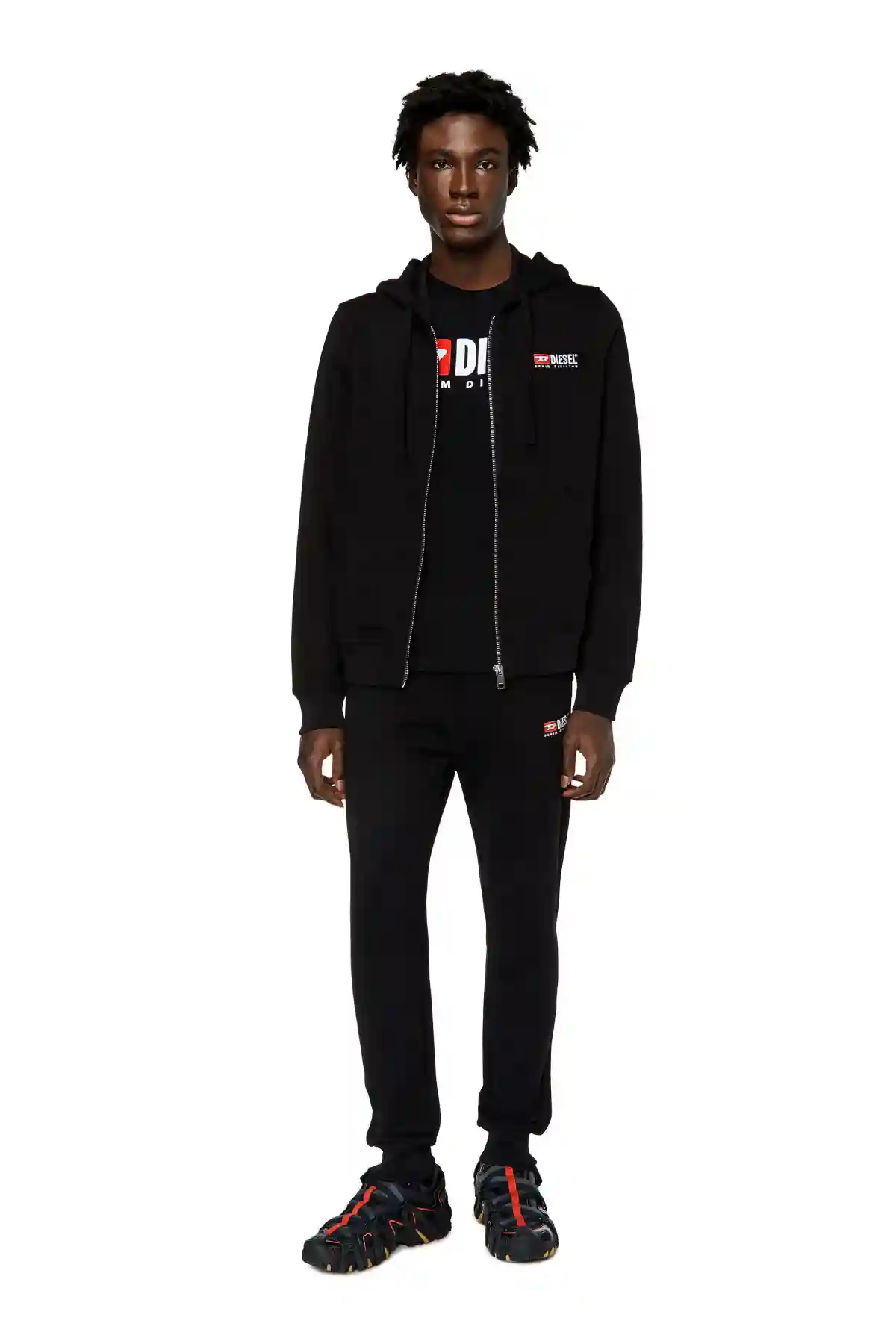 Black Zip-up hoodie with logo embroidery