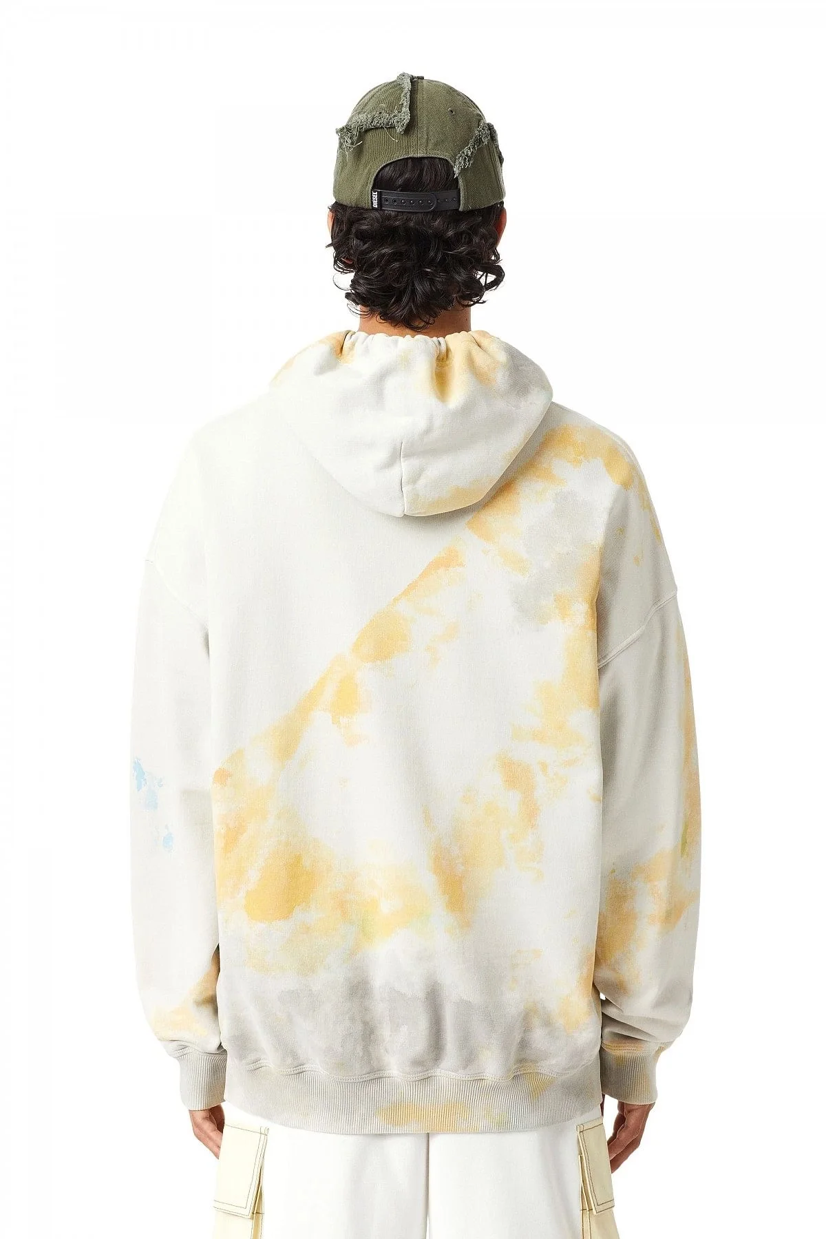 White and Yellow Paint-effect hoodie