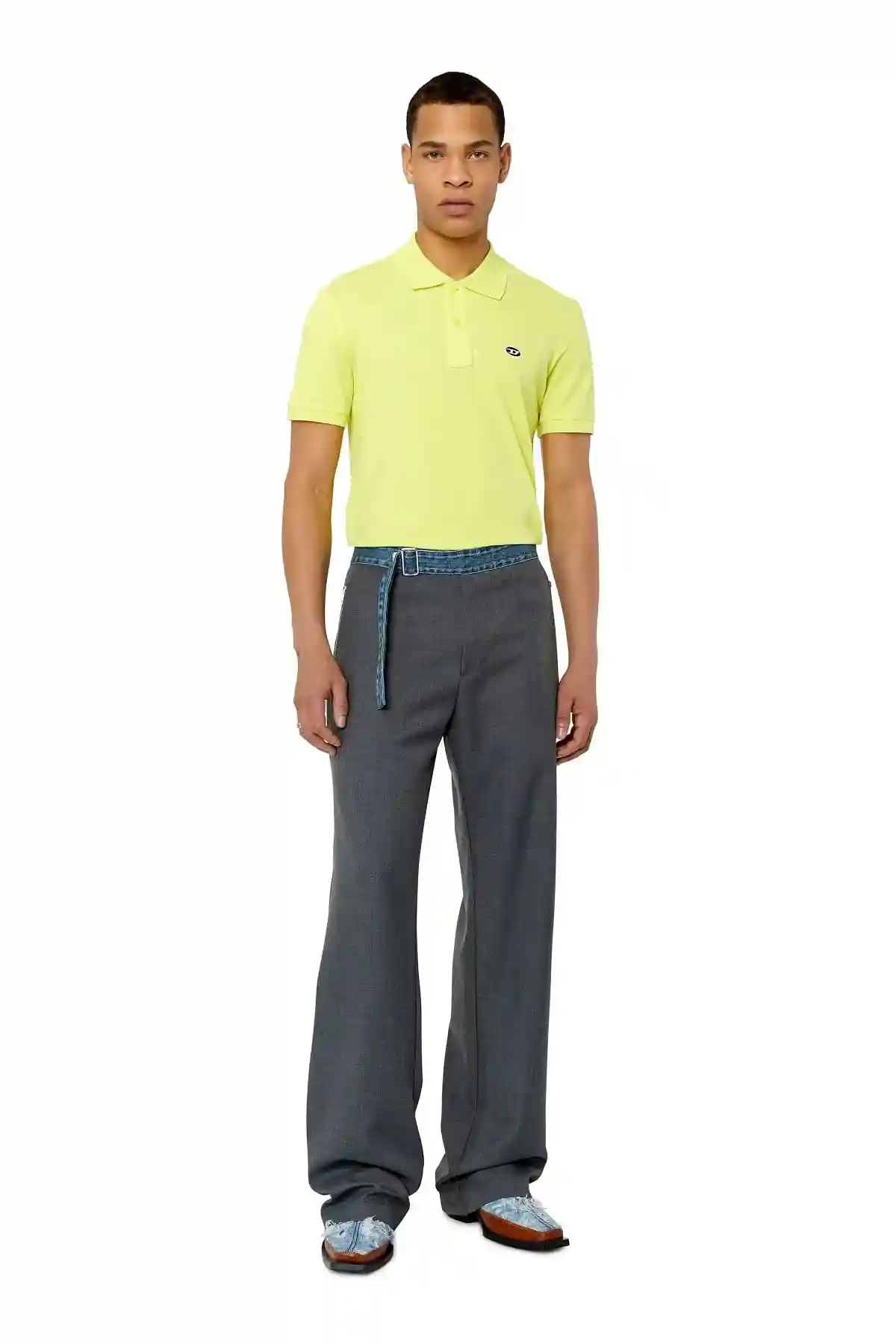 Yellow Polo shirt with oval D patch
