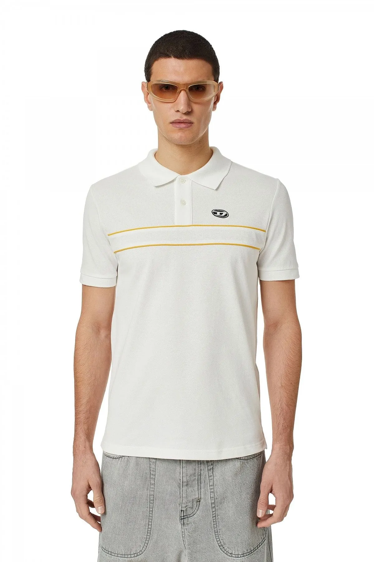 White Polo shirt with contrast piping