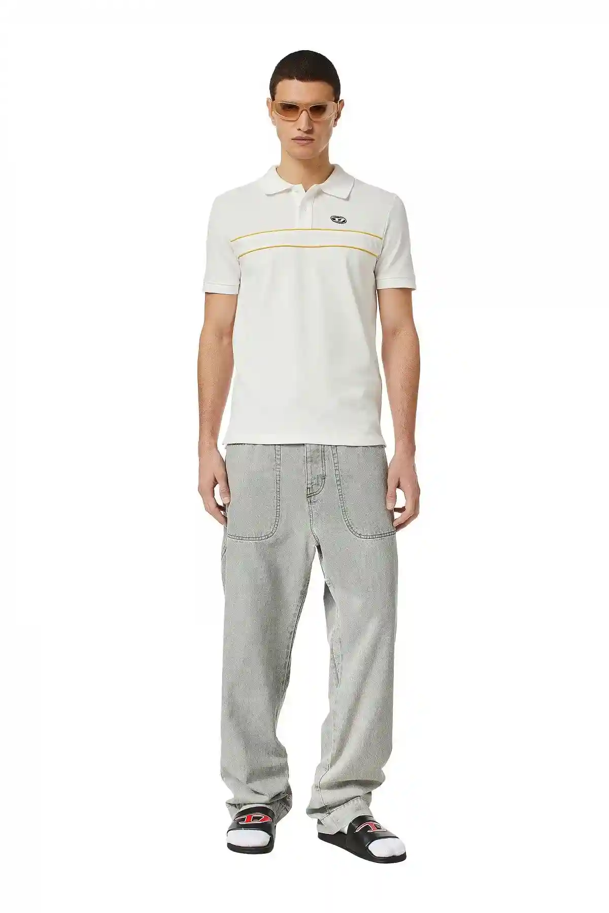 White Polo shirt with contrast piping
