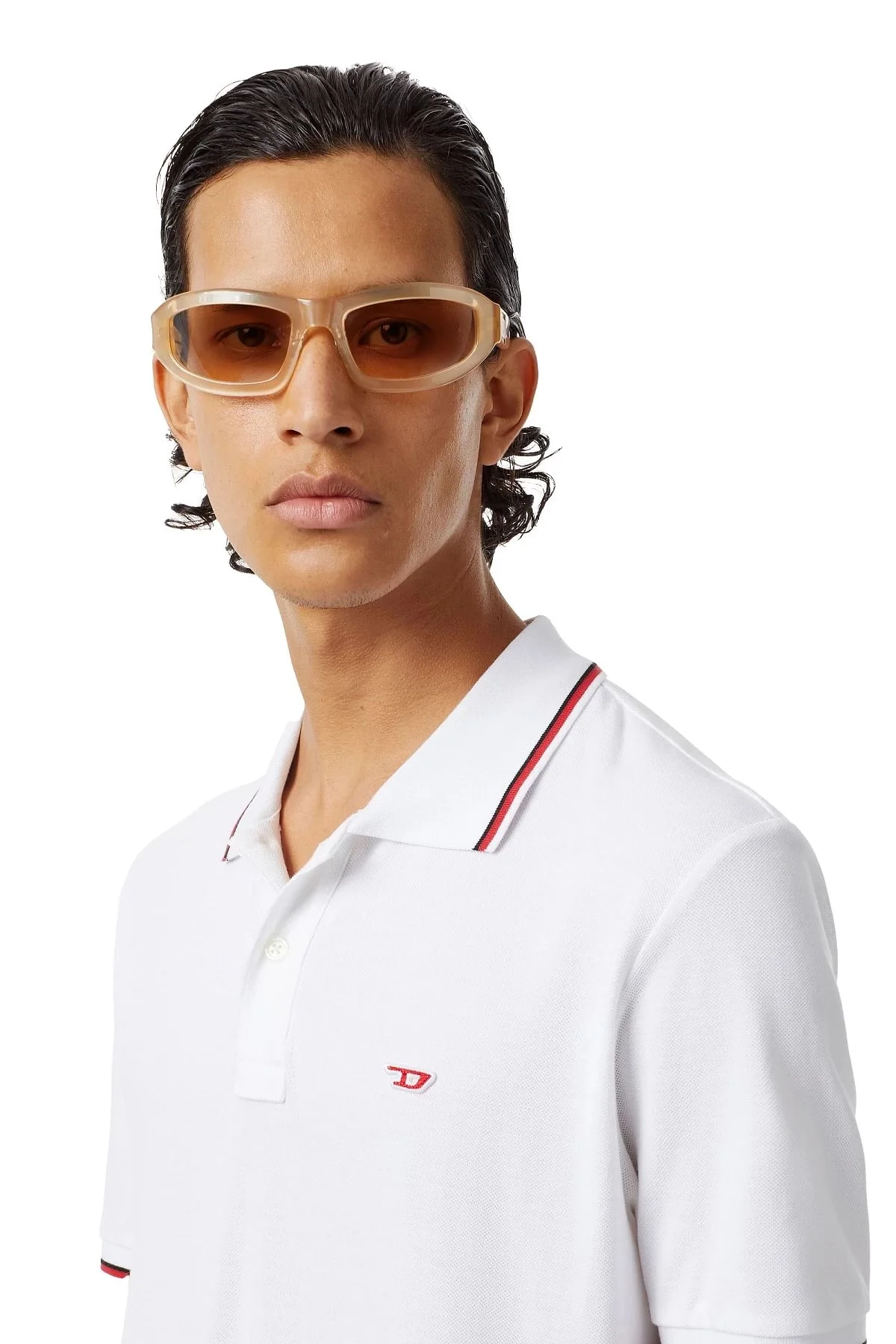 White Polo shirt with striped trims