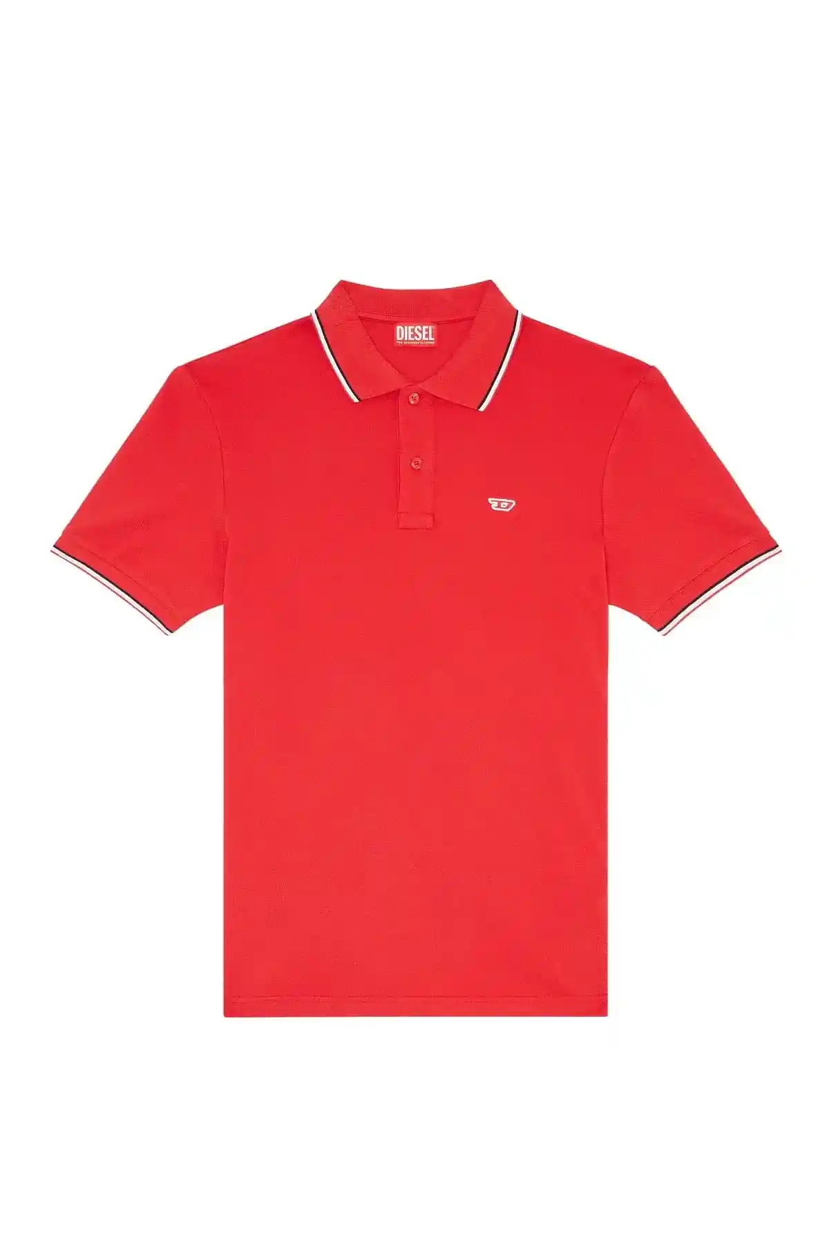 Red Polo shirt with striped trims