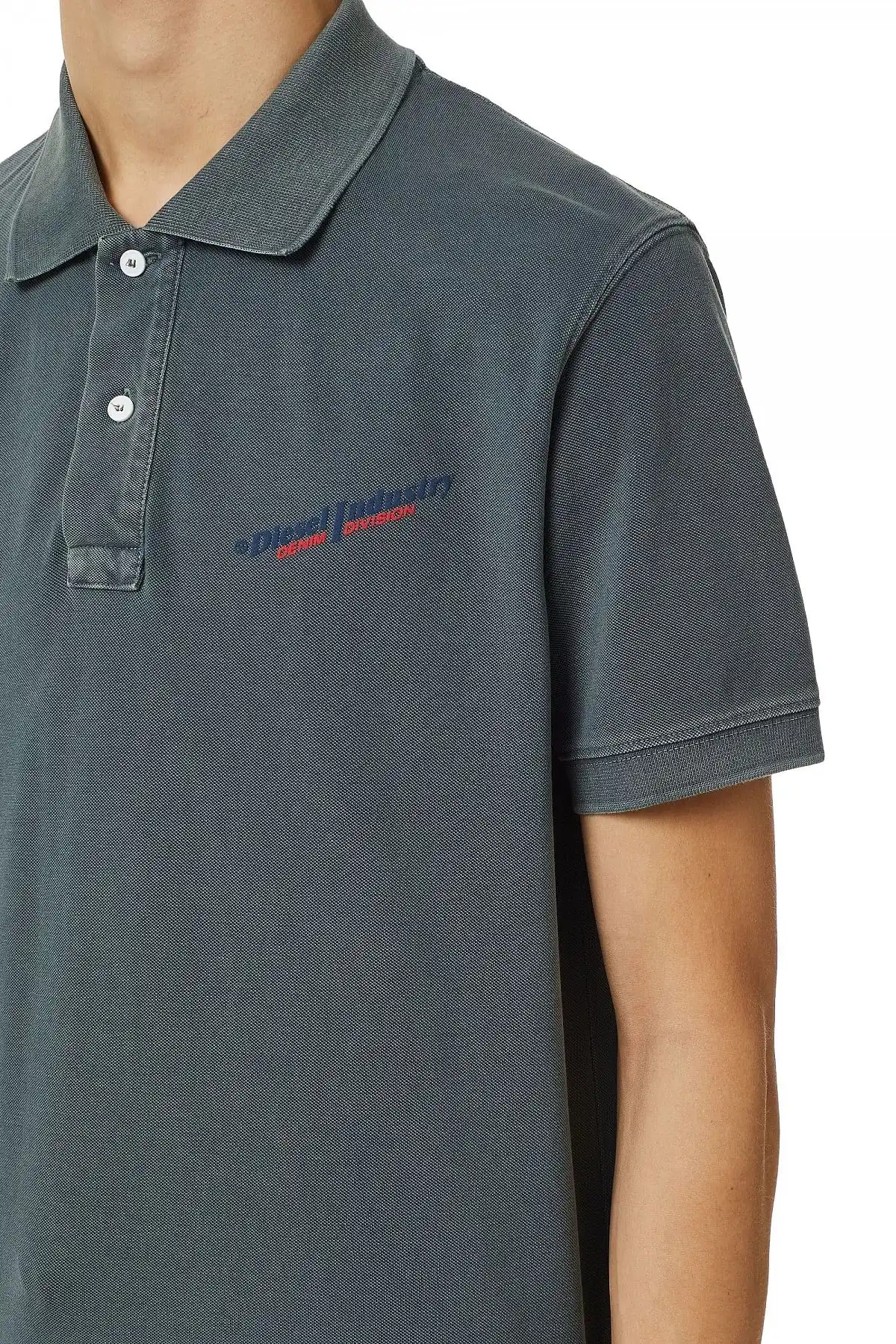 Grey Polo shirt with puff logo
