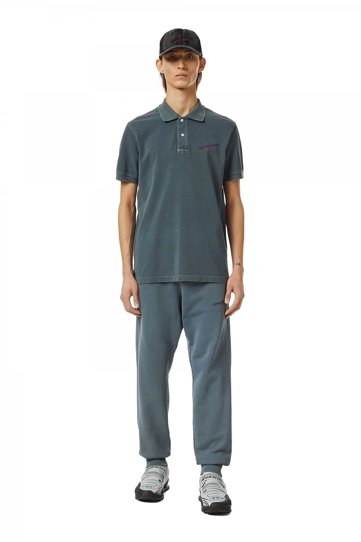Grey Polo shirt with puff logo