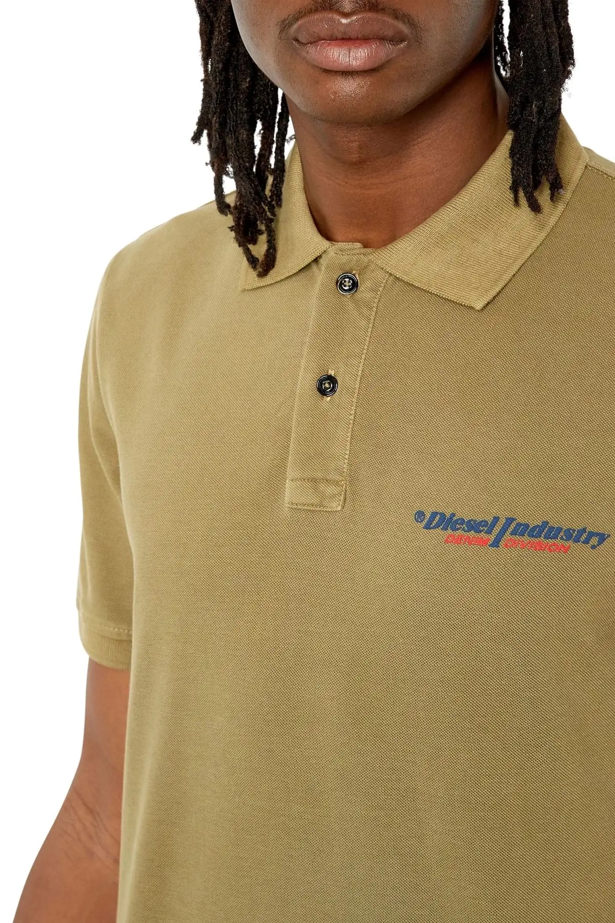 Green Polo shirt with Diesel Industry print
