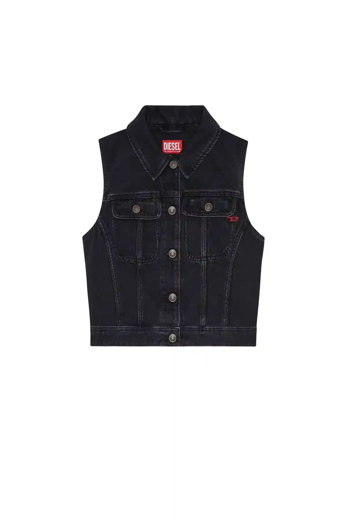 Grey Slim-fit sleeveless trucker jacket