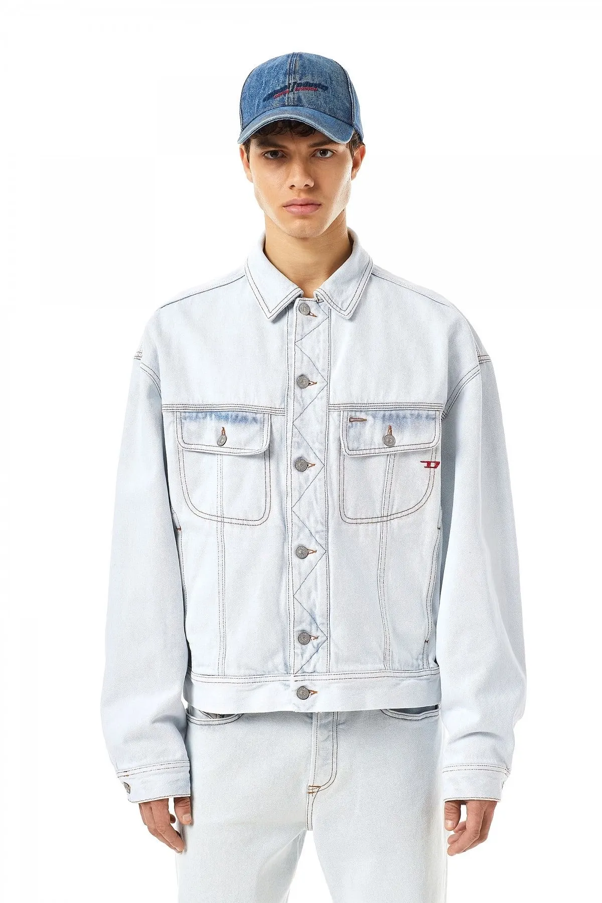 Blue Oversized trucker jacket